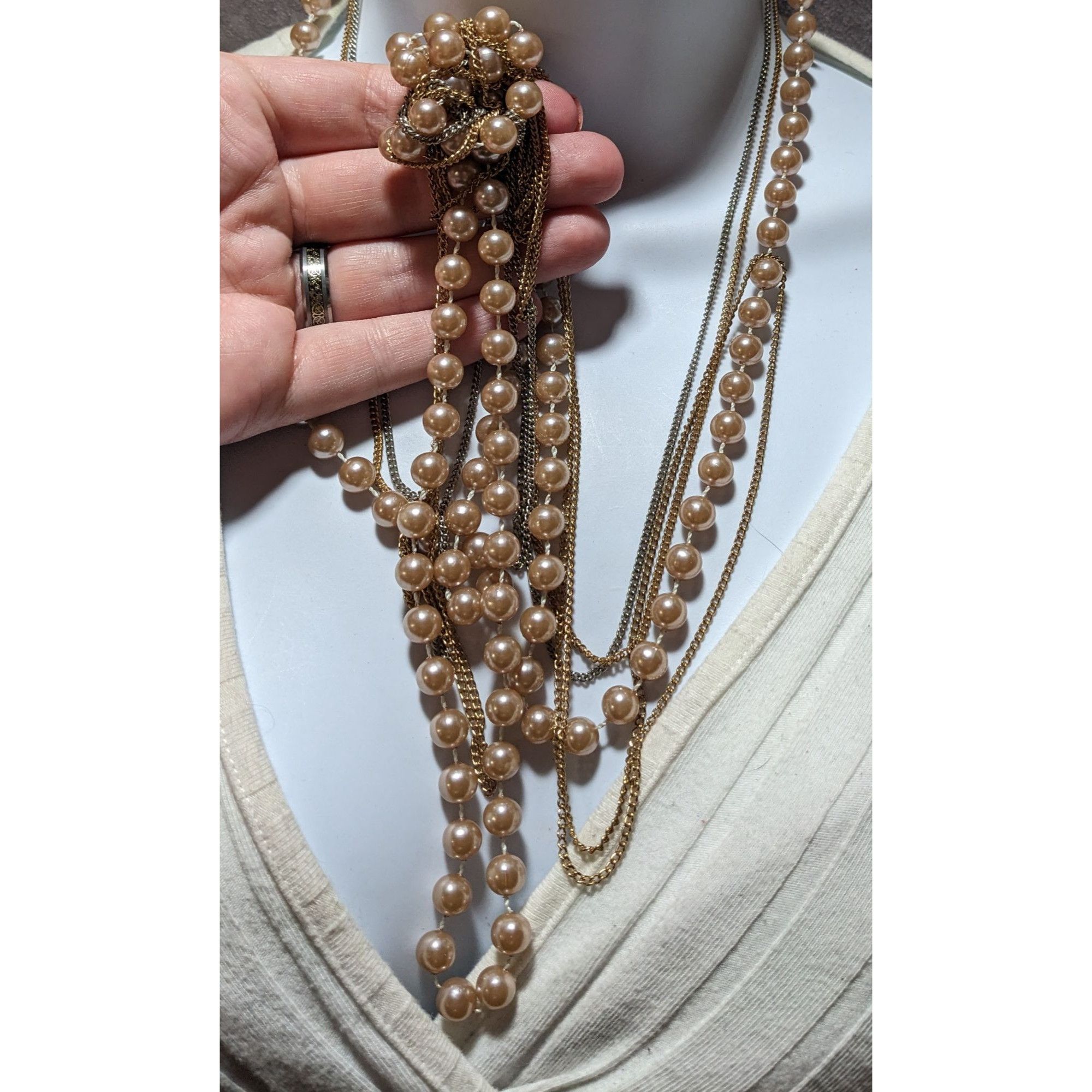Other Retro Glam Chain Pearl Beaded Necklace Size ONE SIZE - 6 Thumbnail