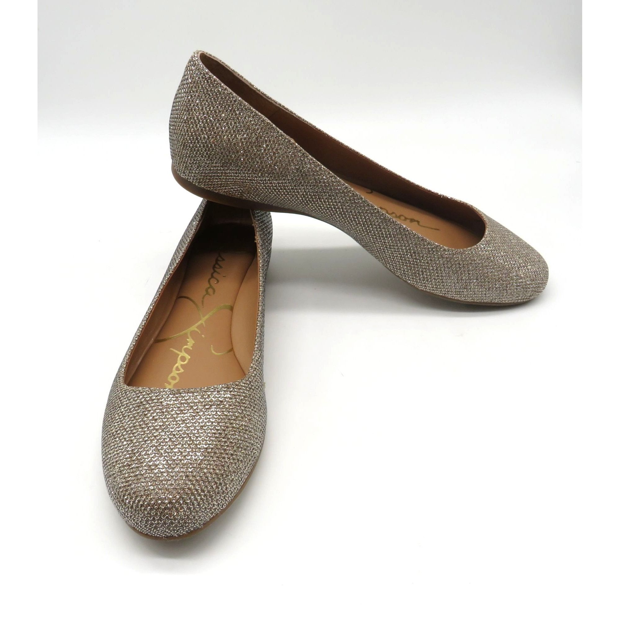 Jessica Simpson Jessica Simpson Gold Sparkle Mesh Flats Size 7M JS-Mareike N Size US 7 / IT 37 - 4 Thumbnail