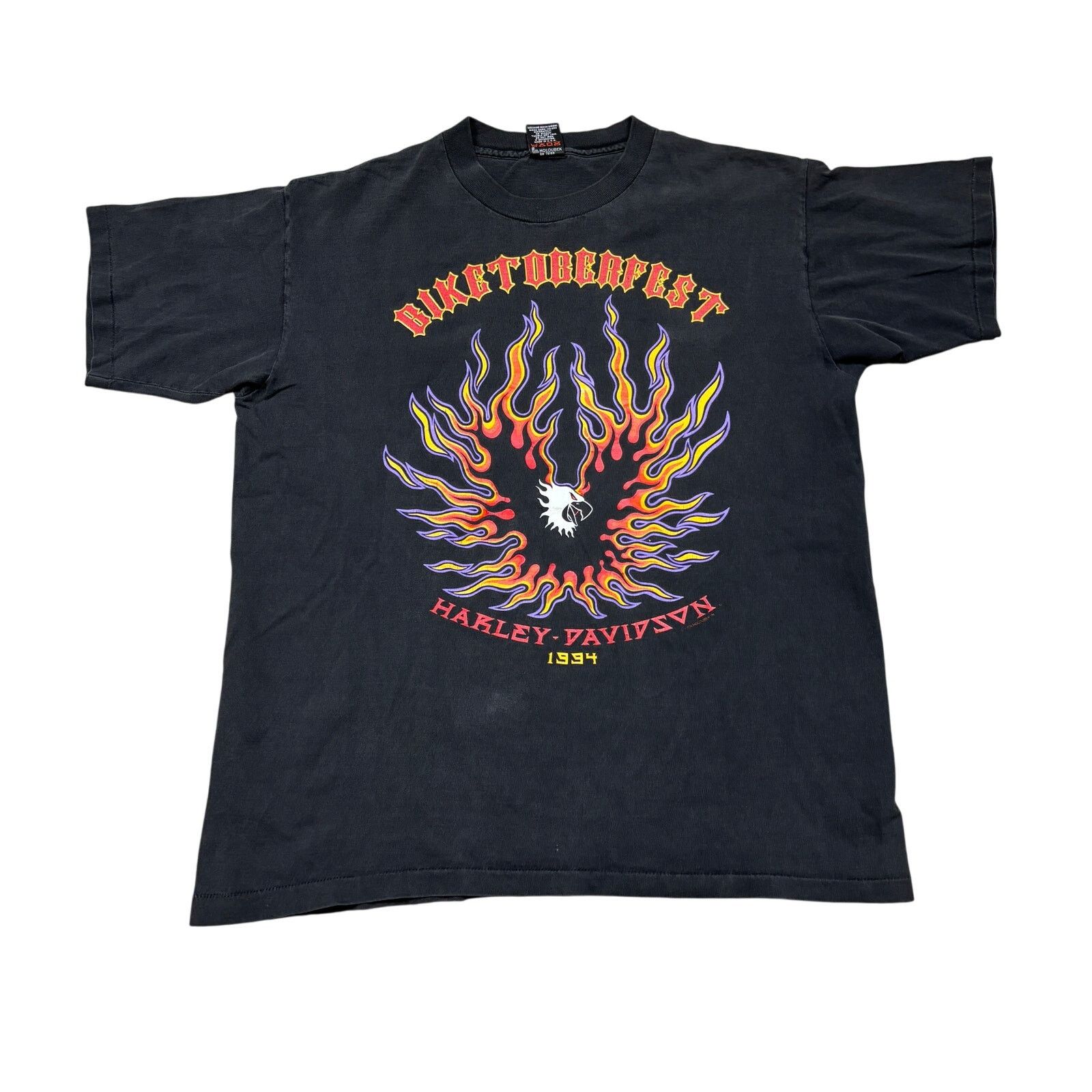Harley Davidson × Vintage VTG 1994 Harley Davidson Eagle Flames Shirt Men's L Holubek Size US L / EU 52-54 / 3 - 1 Thumbnail