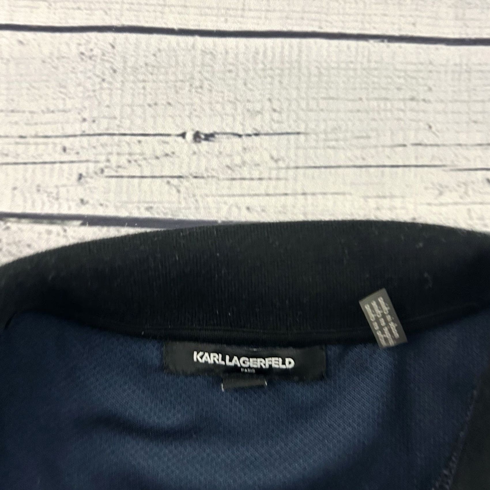 Karl Lagerfeld Karl Lagerfeld 1/4 Zip Short Sleeve Polo Shirt Men's XL Blue Black Size US XL / EU 56 / 4 - 3 Thumbnail