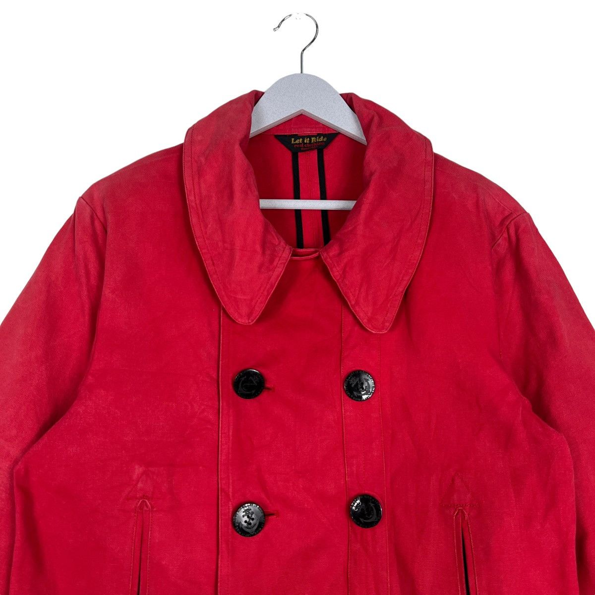 Japanese Brand 🔥 LET IT RIDE REAL CLOTHING RED NAVY DOUBLE BREAST COAT Size US M / EU 48-50 / 2 - 2 Thumbnail