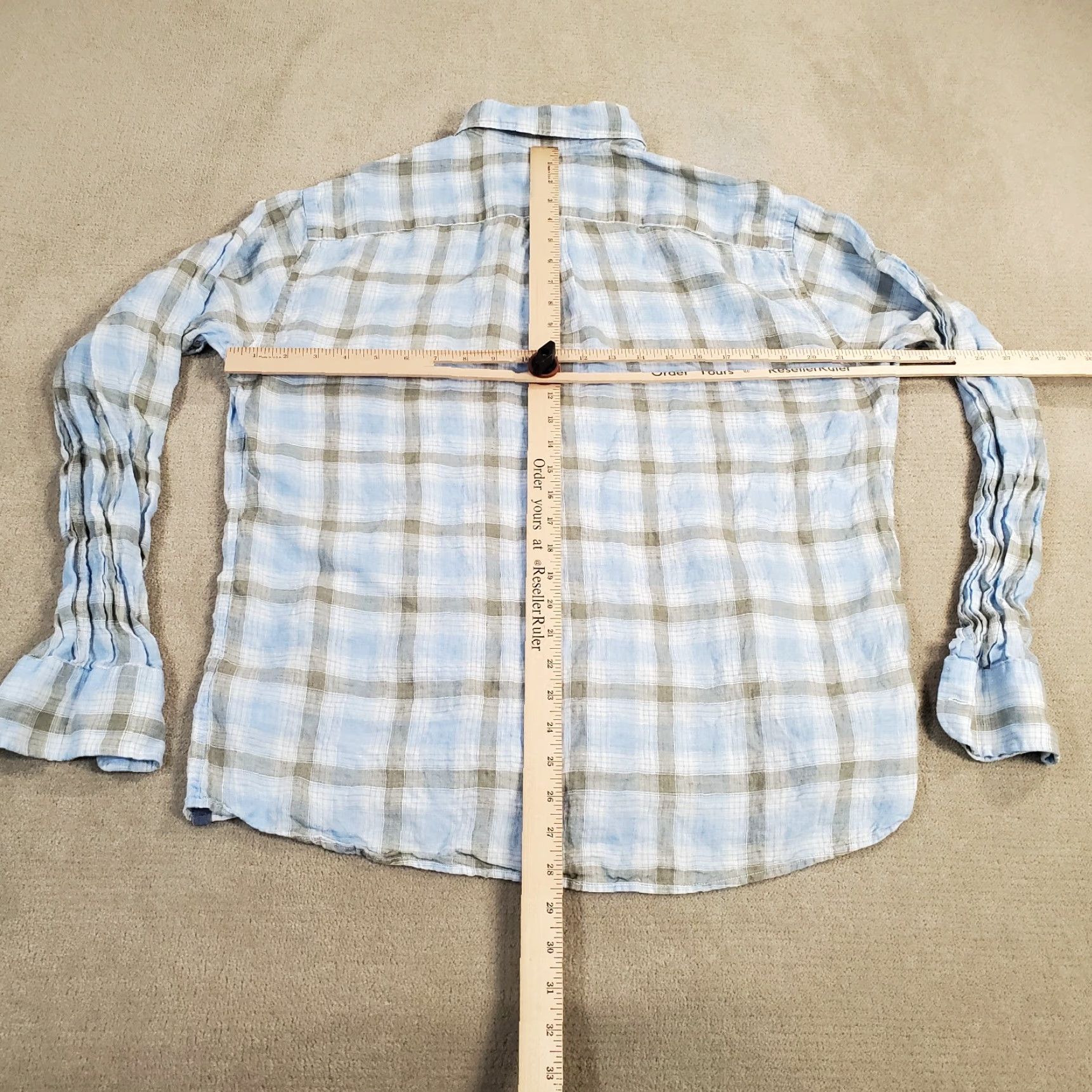 Peter Millar Peter Millar Linen Shirt Mens Large Blue White Button Up Long Sleeve Collar Size US L / EU 52-54 / 3 - 5 Thumbnail