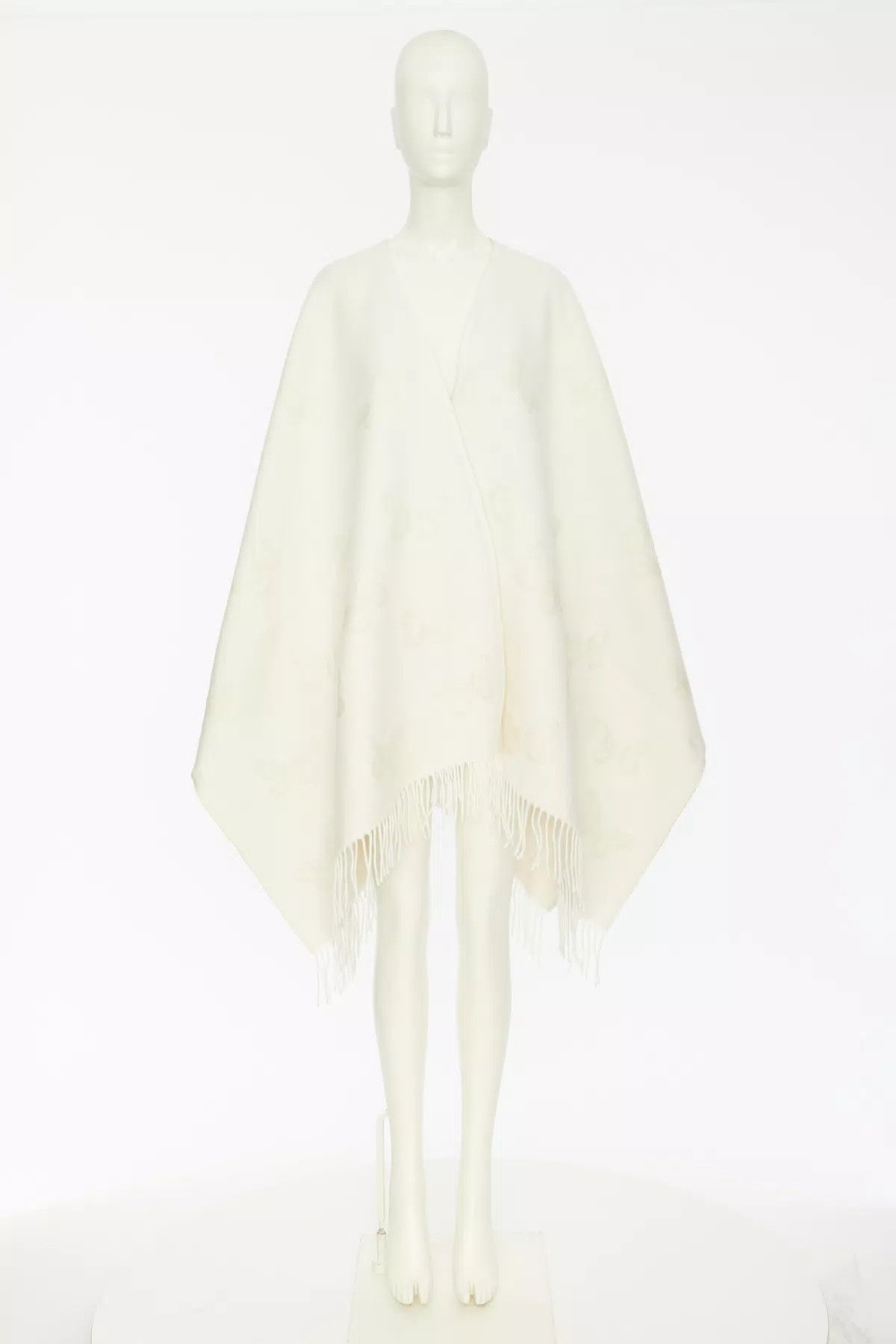 Valentino o1s1wg110426 Butterfly Poncho in Wool And Cashmere in Ivory Size ONE SIZE - 1 Preview