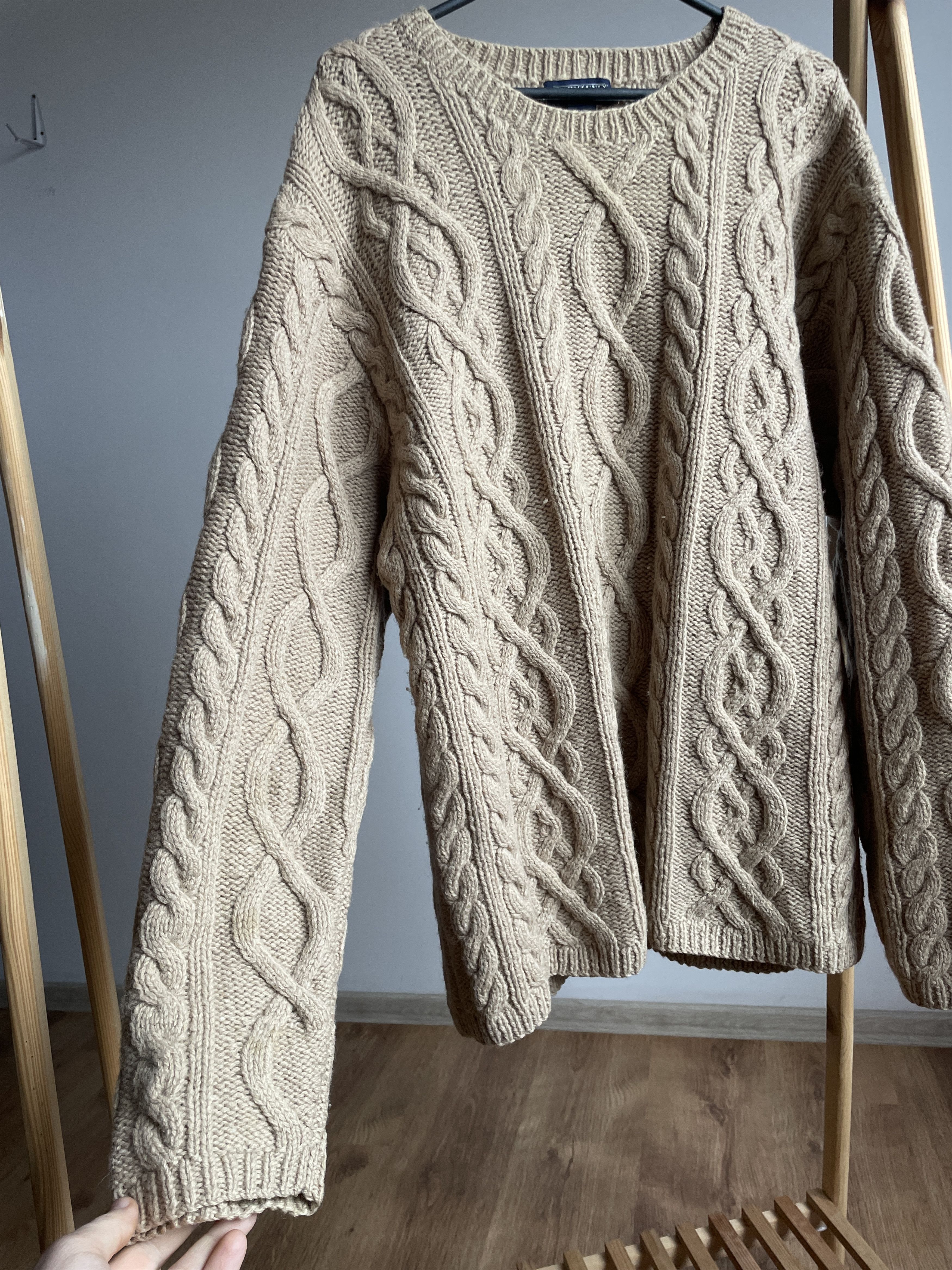 Lands' End Lands End Vintage Cable Knit Heavy Wool Sweater Size XL Size US XL / EU 56 / 4 - 4 Thumbnail
