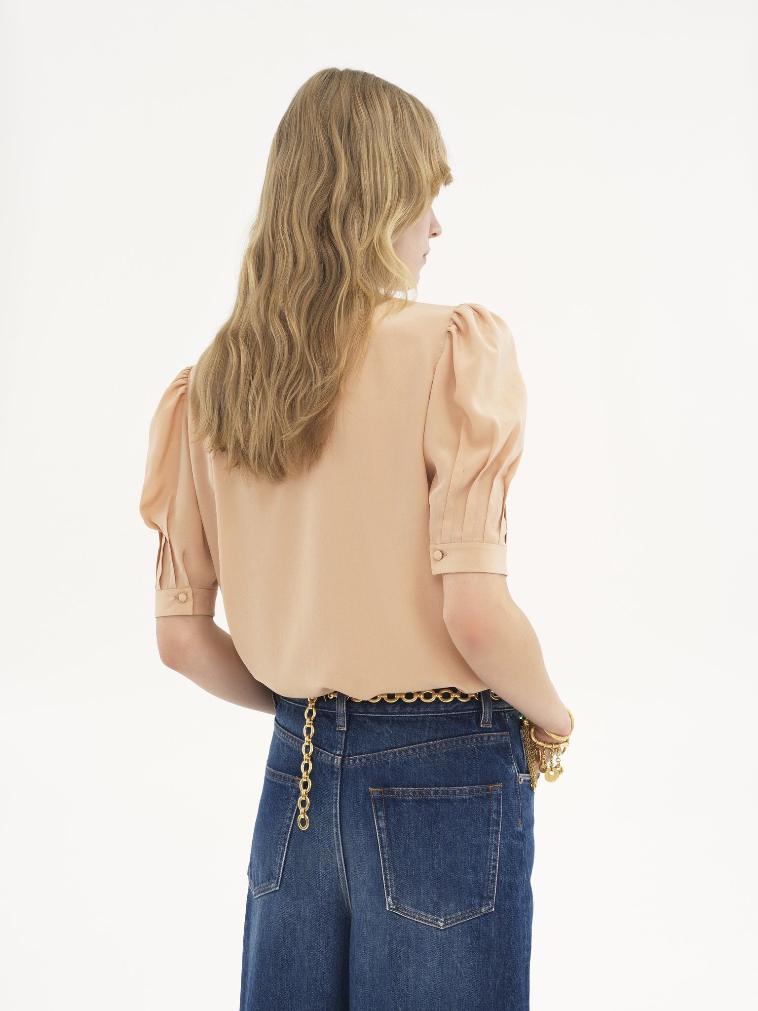 Chloe o1loc1c11125 Lavalliere Blouse in Sand Brown Size S / US 4 / IT 40 - 4 Thumbnail