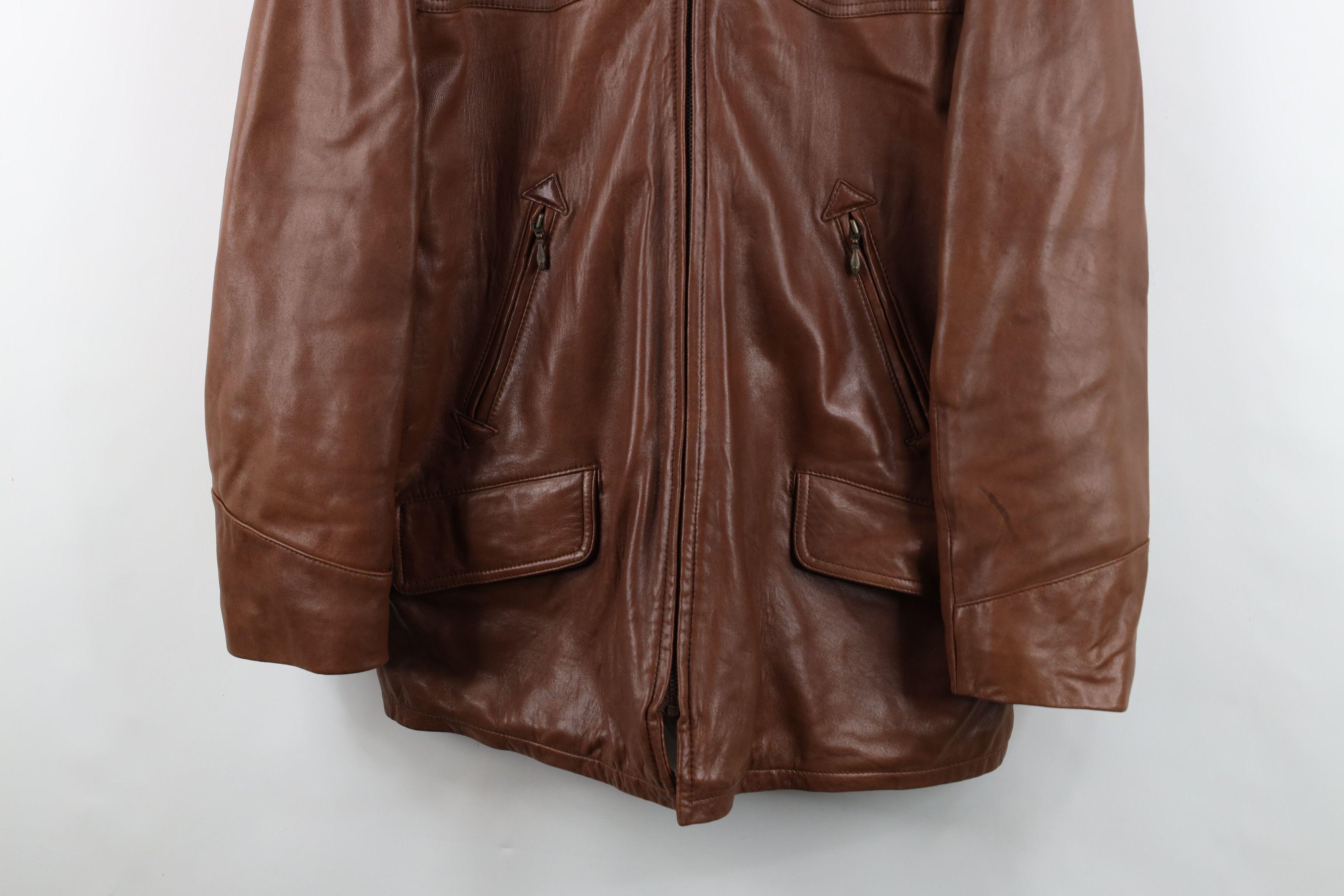 Vintage Vintage 90s Y2K Streetwear Lined Soft Leather Jacket Brown Size US M / EU 48-50 / 2 - 3 Thumbnail