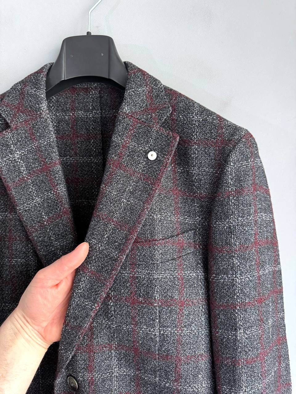 L.B.M. 1911 L.B.M. 1911 Dark Grey Wool/Cotton/Cashmere Men's Blazer 52 R Size 52R - 5 Thumbnail
