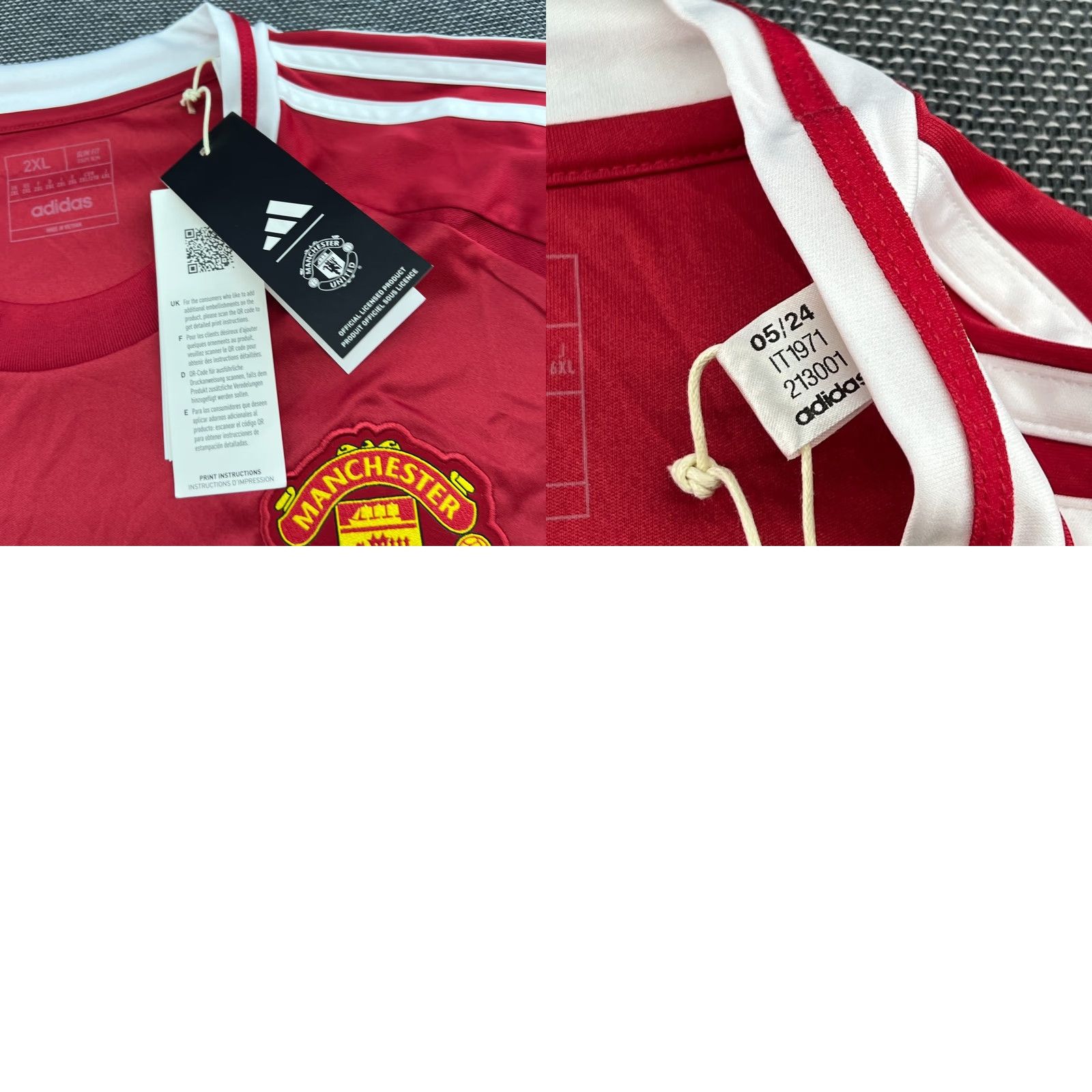 Adidas Manchester United adidas 2XL Home Football Jersey Mens Long Sleeve Red Shirt Size US XXL / EU 58 / 5 - 9 Thumbnail