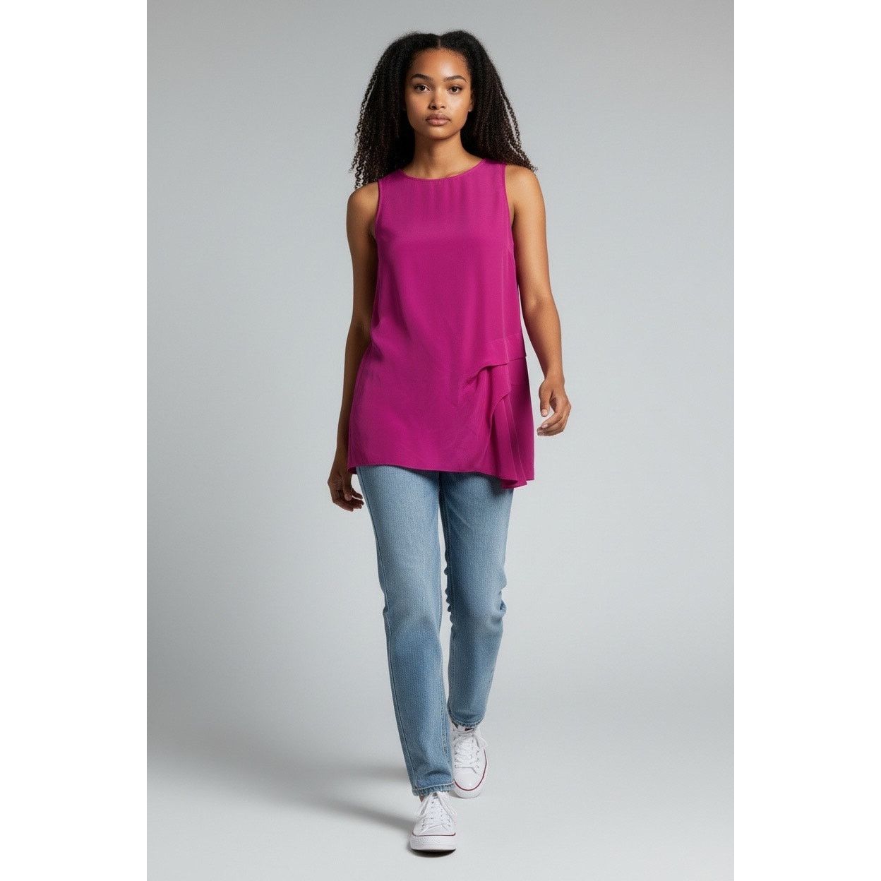 Kenzo Silk Draped Sleeveless Tunic size 38FR/6 US