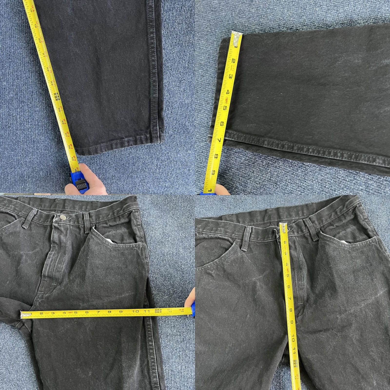 Denime VINTAGE Rustler Jeans Mens 36x29 Black Denim Regular Fit Straight Dark Wash Jeans Mens Regular 36x29 Black Denim Rustler 87619CB Size US 36 / EU 52 - 8 Thumbnail