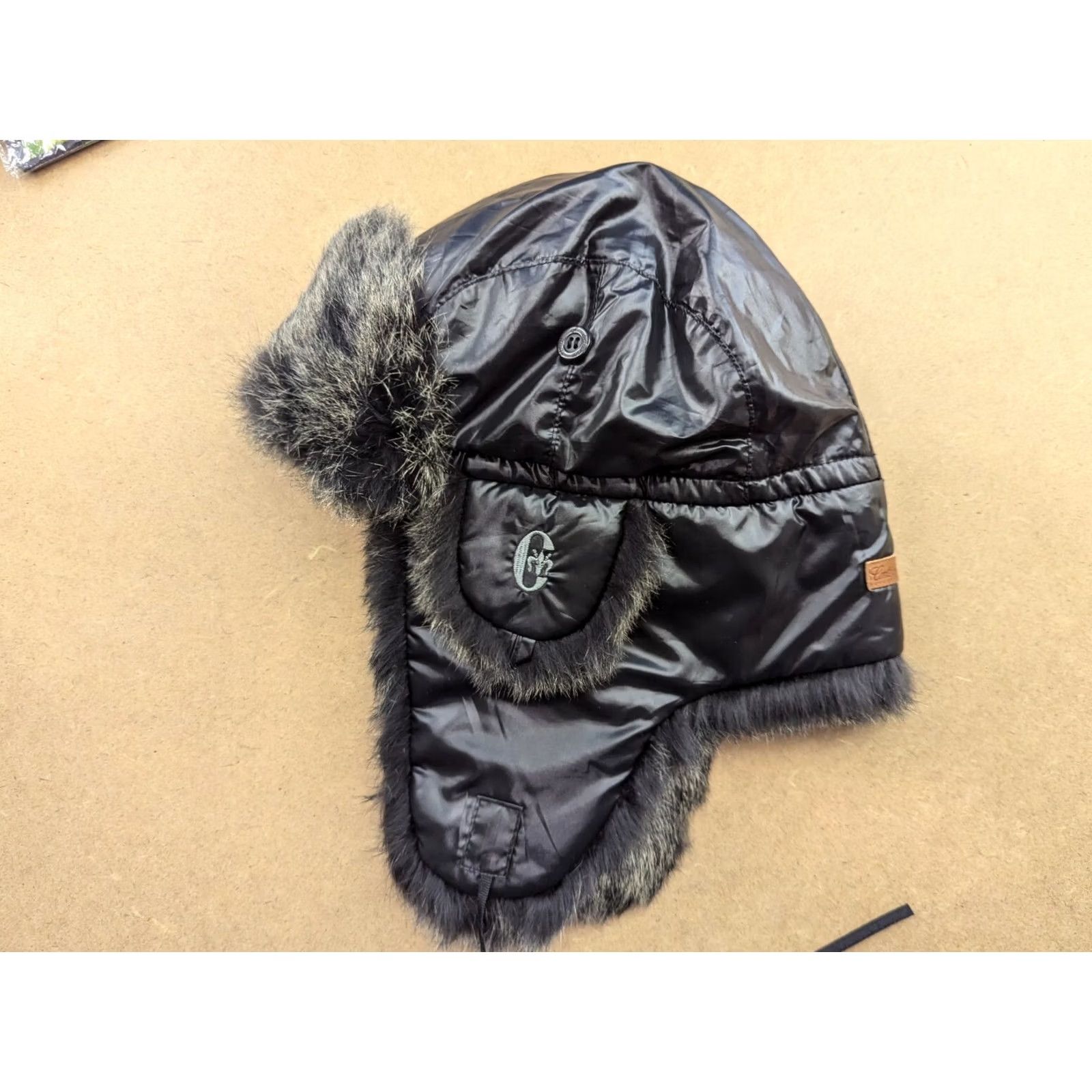 Conte of Florence Conte of Florence Goose Down Trapper Hat Black 59 Ushanka Ear Flap Unisex Adults Size 59 Winter Thermal Cap Size ONE SIZE - 2 Thumbnail