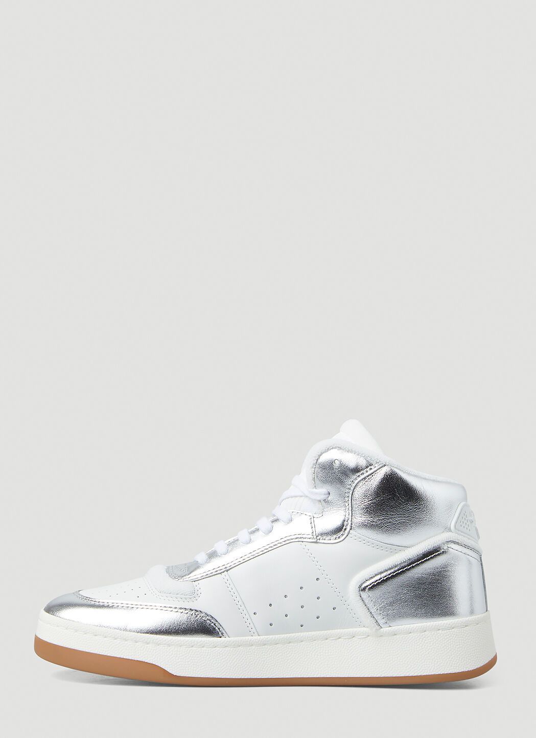 Saint Laurent Paris o1b1hav110824 SL/80 Hi-Top Sneakers in White/Silver Size US 11 / IT 41 - 3 Thumbnail