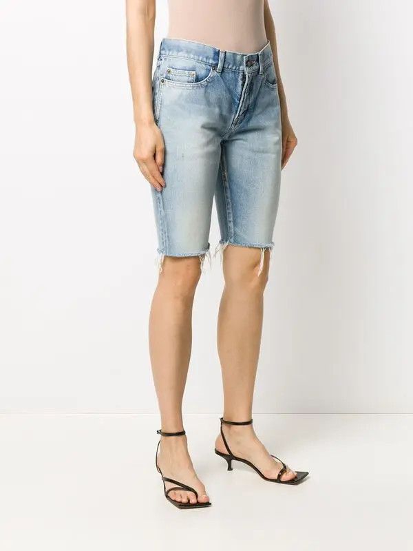Saint Laurent Paris o1y0126 Denim Short in Blue Size 25" / US 0 / IT 36 - 2 Thumbnail