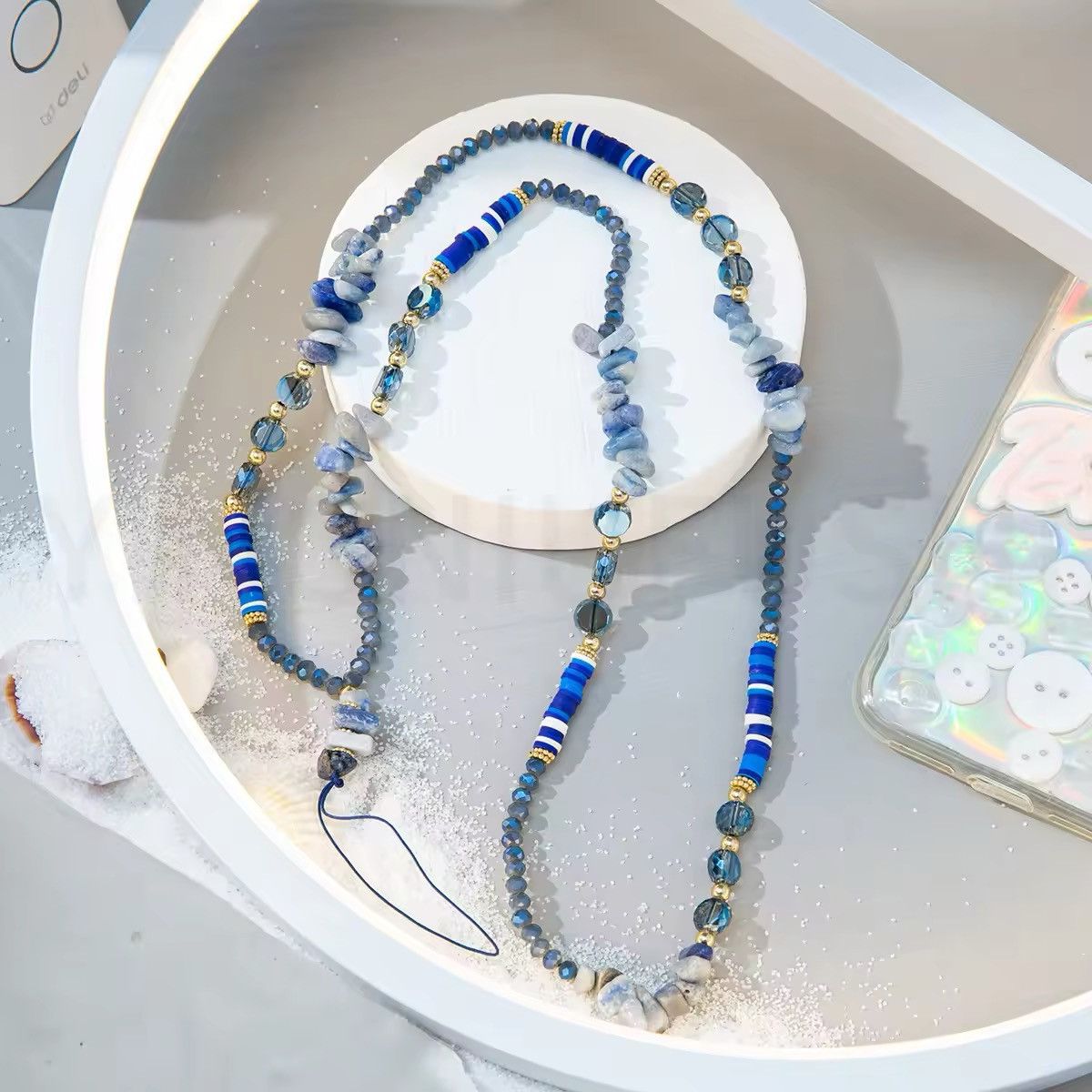 Vintage Crystal Beaded Stone Chain Fashion Long Strap Size ONE SIZE - 3 Thumbnail