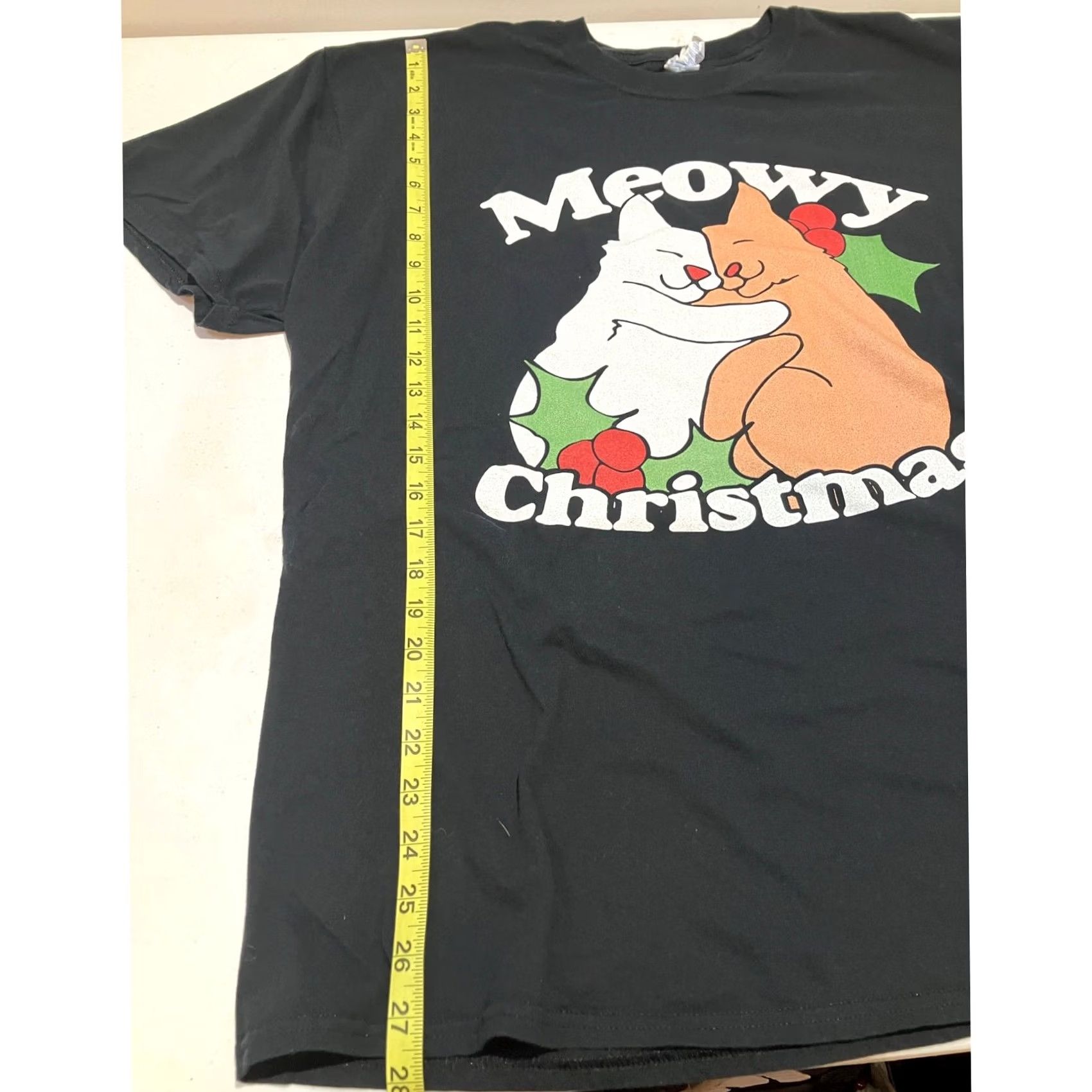 Gildan Meowy Christmas Black T-Shirt Cats Hugging Christmas Graphic 3XL Womens Size XXL / US 16-18 / IT 52-54 - 6 Thumbnail