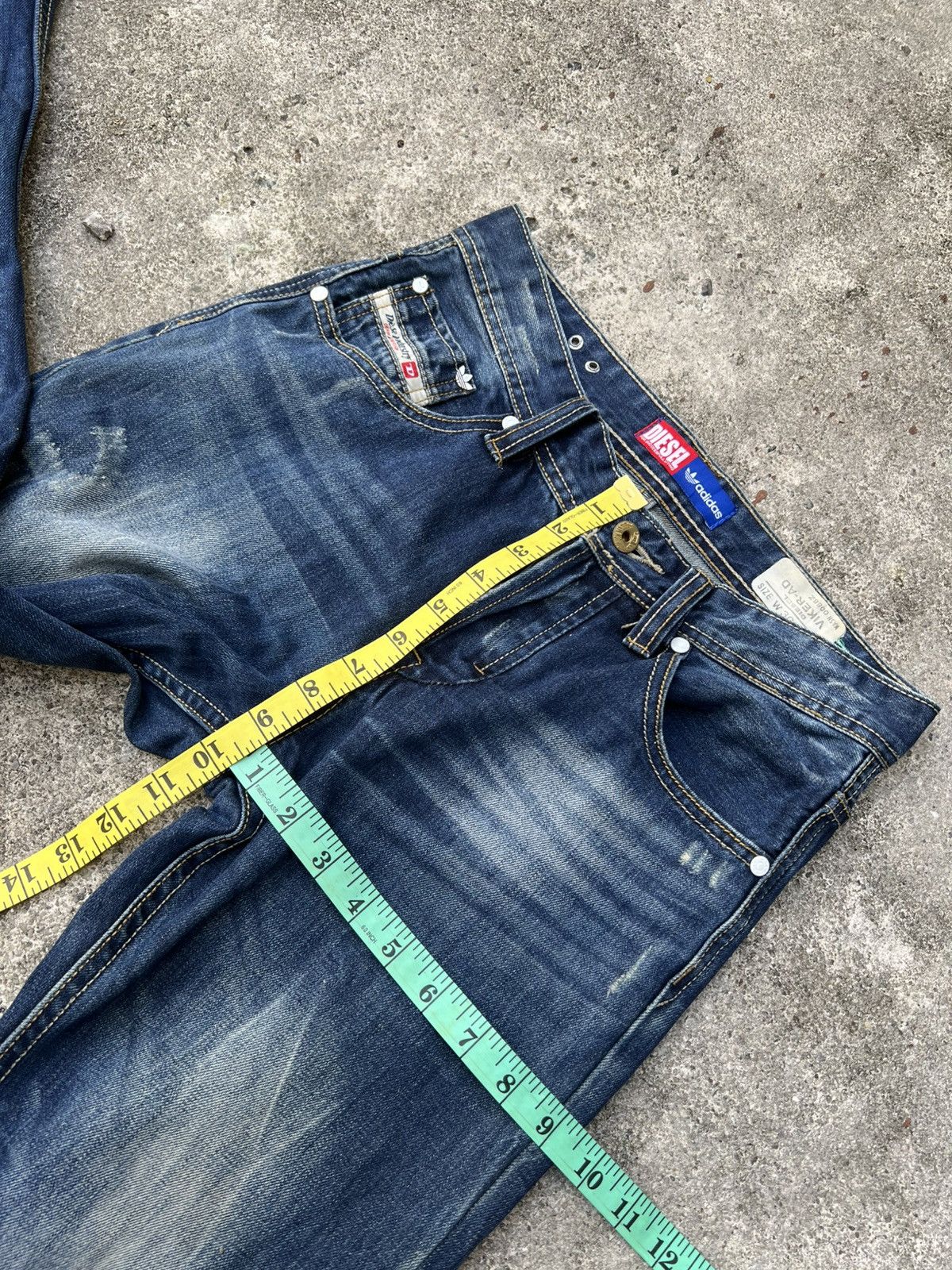 Adidas × Diesel 💥Vintage Diesel Industry x Adidas Distress Jean Size US 29 - 5 Thumbnail