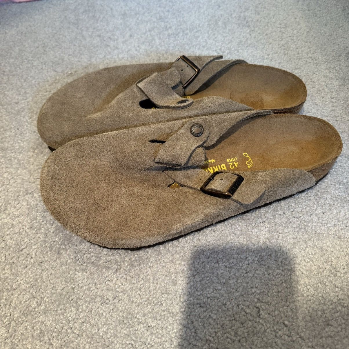 Birkenstock NEW BIRKENSTOCK BOSTON TAUPE YELLOW WRITING 42 L