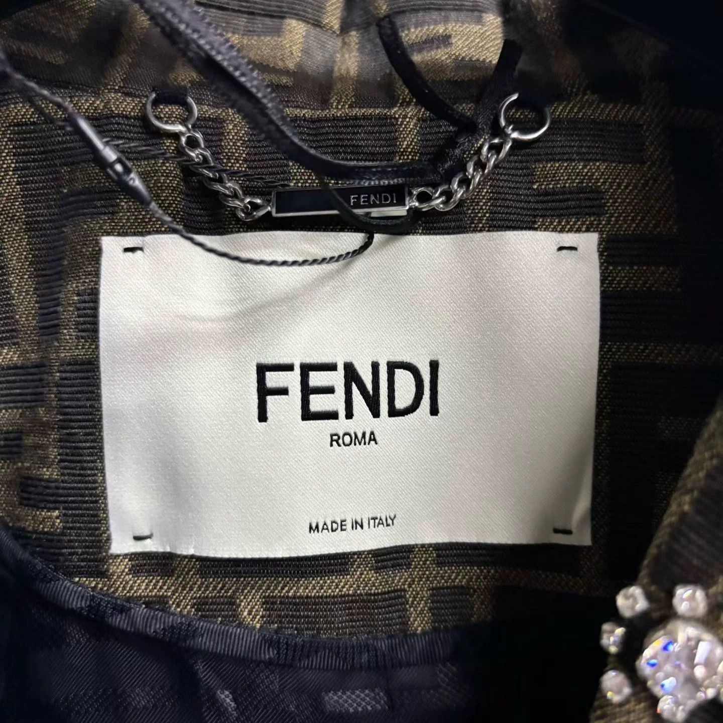Fendi Fendi Brown Letter Print Lapel Jacket Size US XXS / EU 40 - 2 Thumbnail