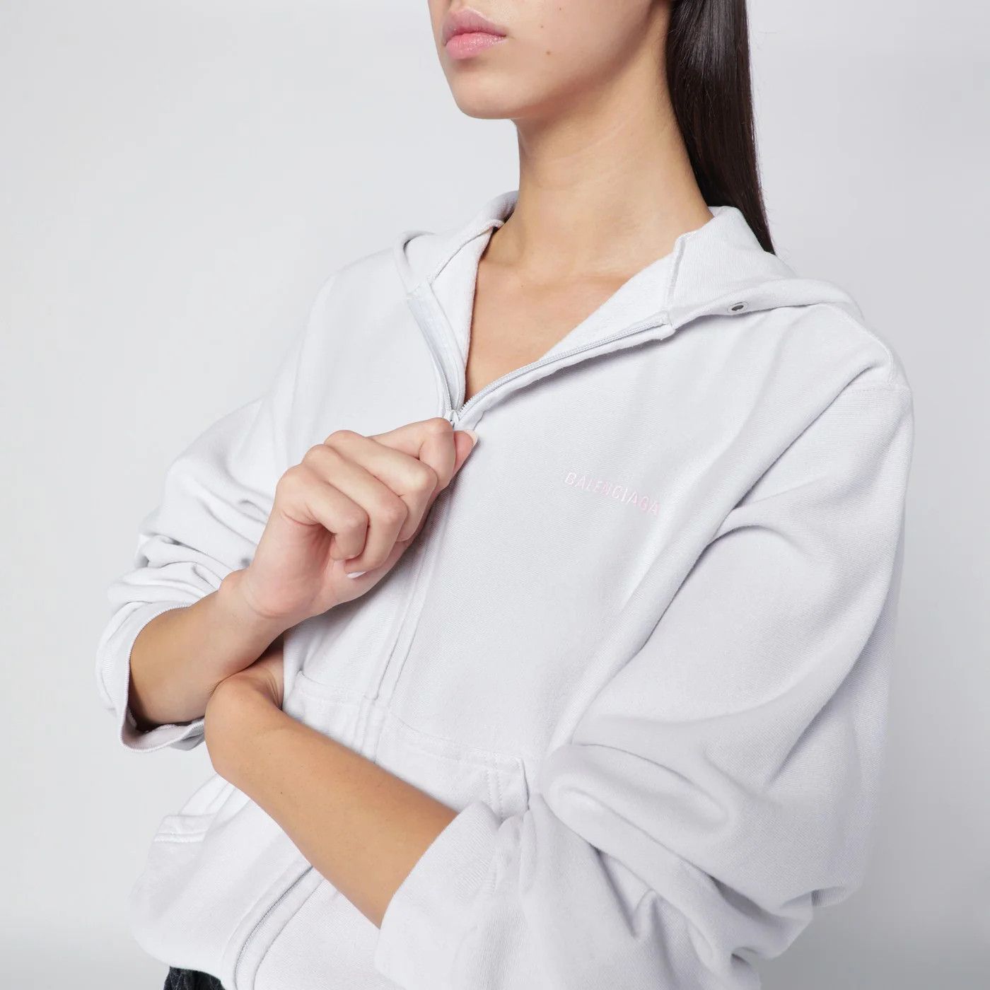 Balenciaga o1d2blof0426 Balenciaga Back Regular Fit Zip Hoodie in White Size M / US 6-8 / IT 42-44 - 4 Thumbnail