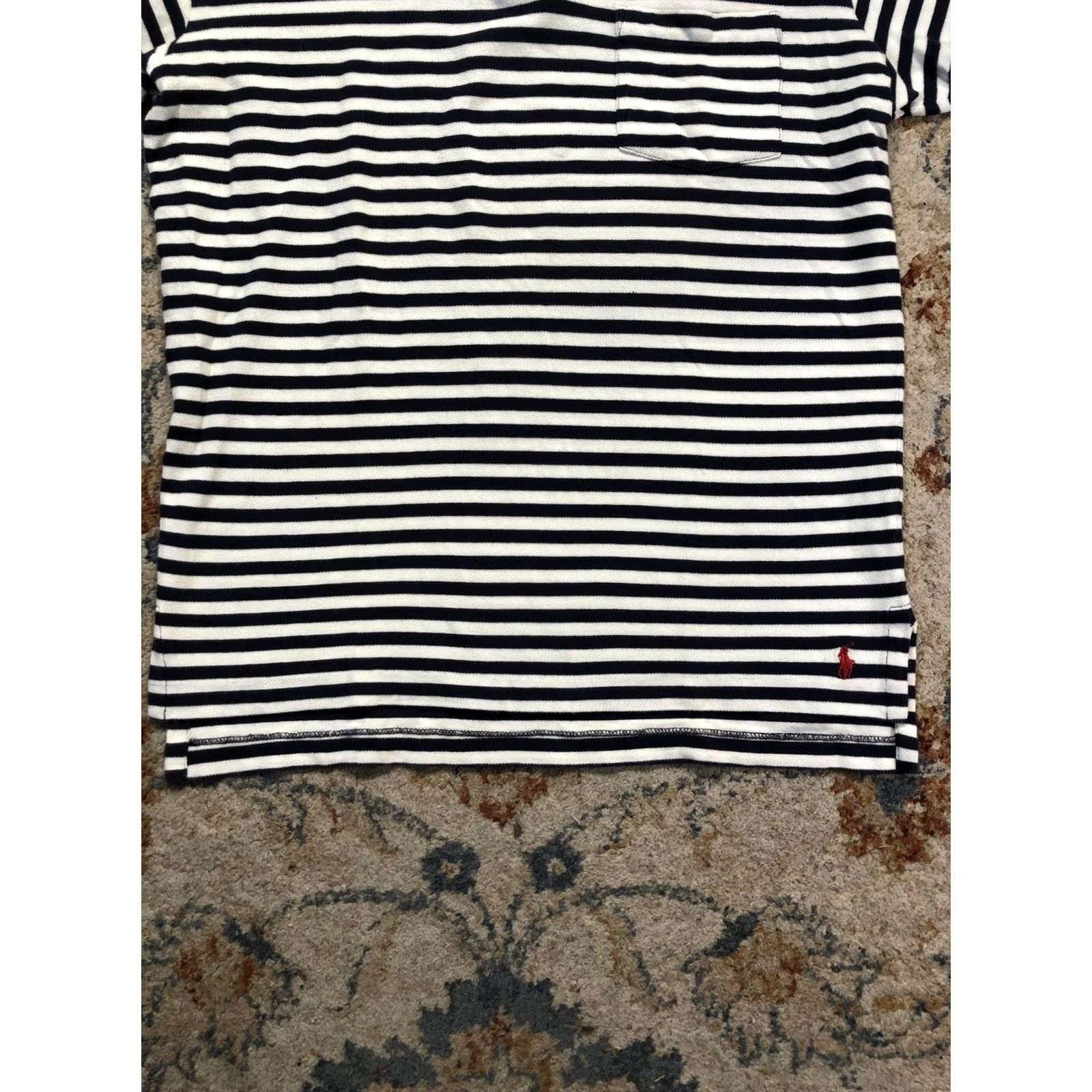 Polo Ralph Lauren Polo by Ralph Lauren Polo Shirt Mens M Blue White Stripe Pocket Nautical Shirt Size US M / EU 48-50 / 2 - 5 Thumbnail