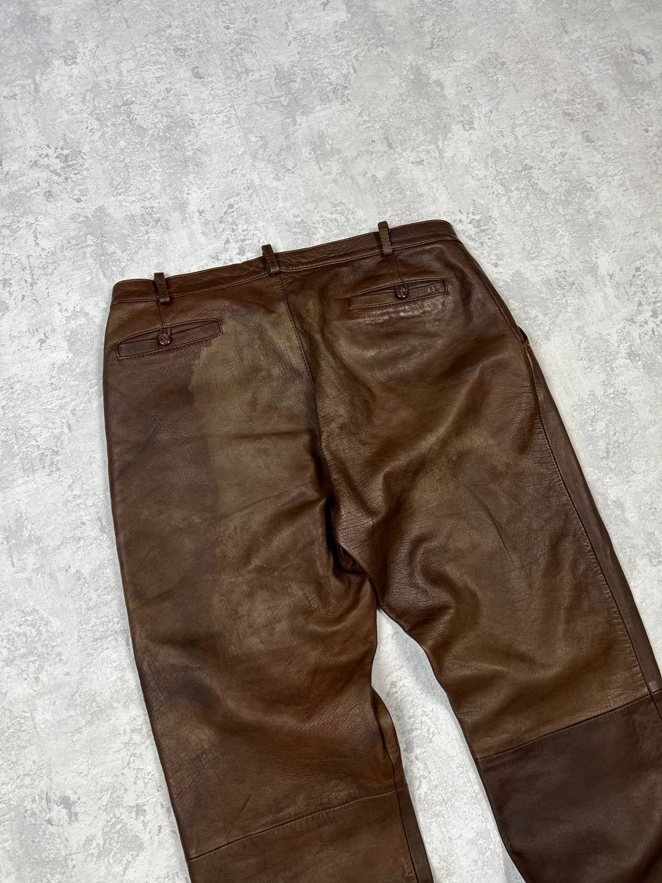 Genuine Leather Vintage Brown Leather Pants Y2K Size US 36 / EU 52 - 9 Thumbnail