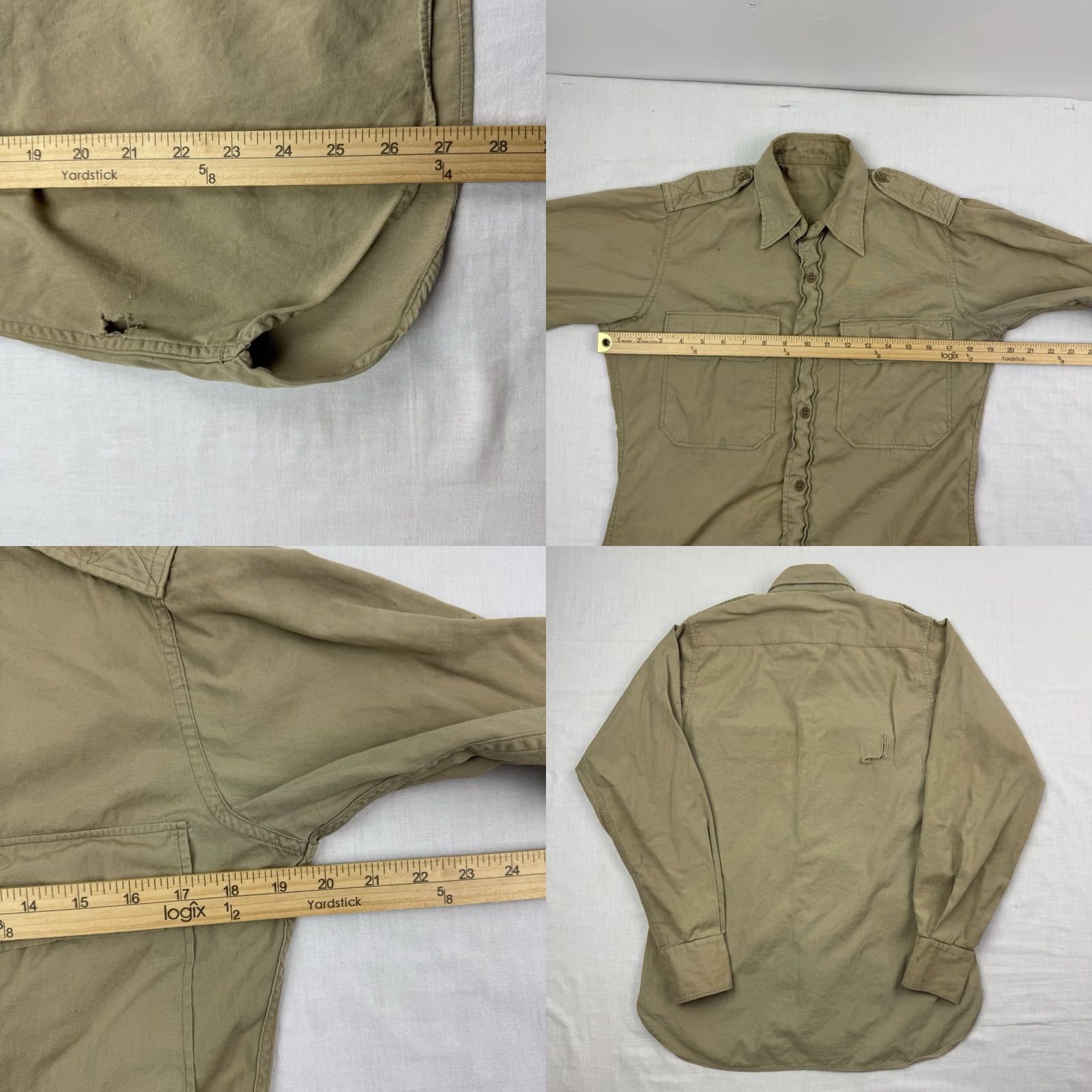 Vintage VINTAGE Army USMC Military Shirt Adult Medium 1940s Button Up Beige Solid Cotton 50s Size US M / EU 48-50 / 2 - 9 Thumbnail