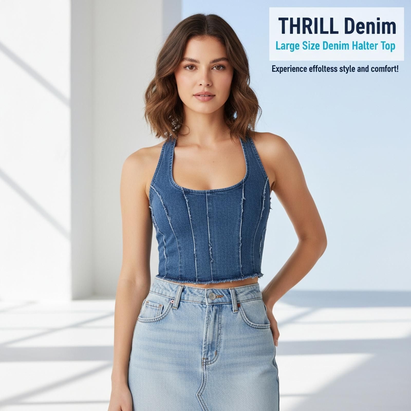 Other Thrill Jeans Large Size Denim Halter Top Size L / US 10 / IT 46 - 2 Thumbnail