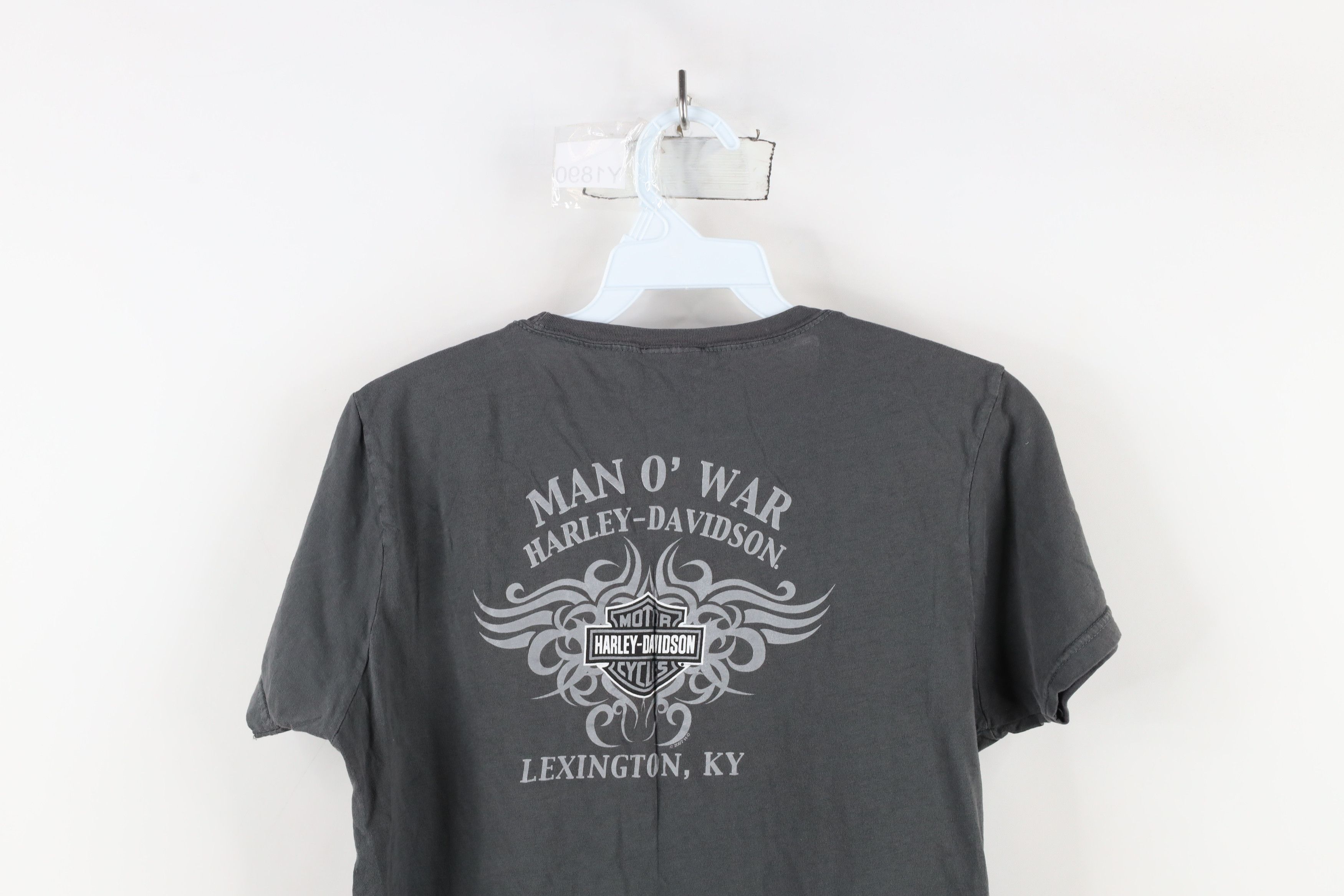 Harley Davidson × Vintage Vintage Y2K Harley Davidson Spell Tribal T-Shirt Gray Cotton Size L / US 10 / IT 46 - 12 Thumbnail