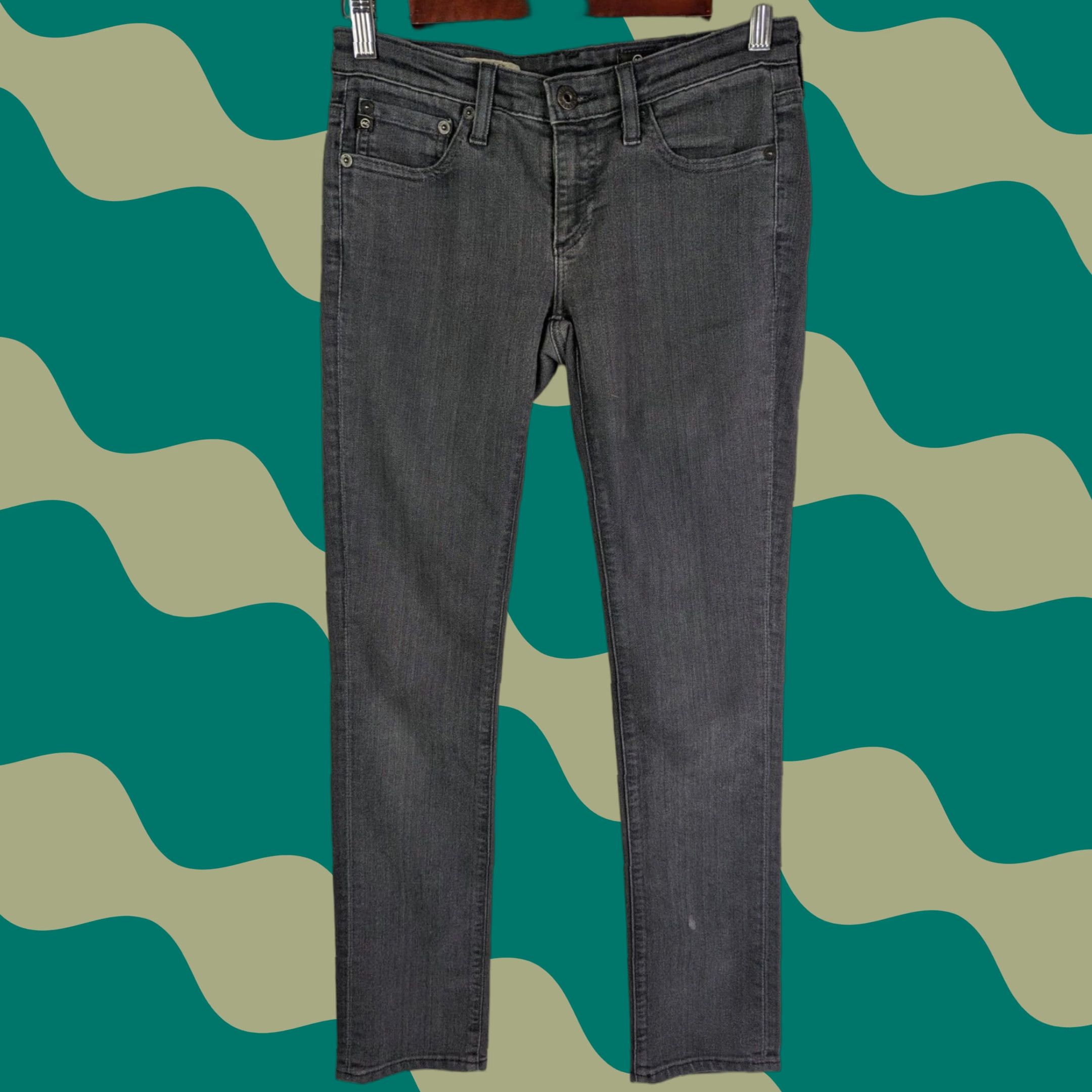 Vintage AG Adriano Goldschmied Jeans Womens Sz 25 The Stevie Slim Straight Low Rise Grey Size 42" / US 20 - 1 Thumbnail