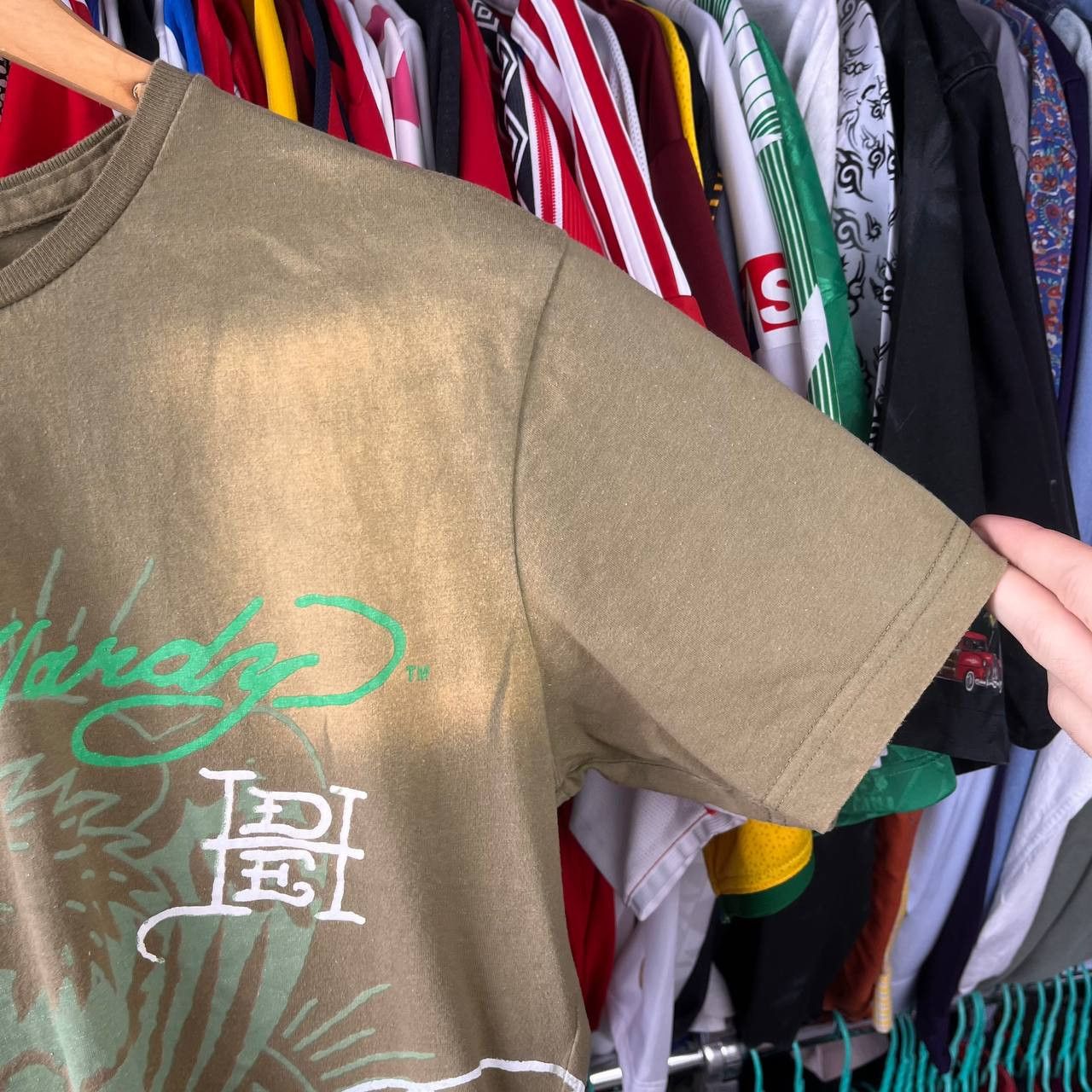 Ed Hardy Vintage Ed Hardy by Christian Audigier Green Tshirt Size US M / EU 48-50 / 2 - 4 Thumbnail