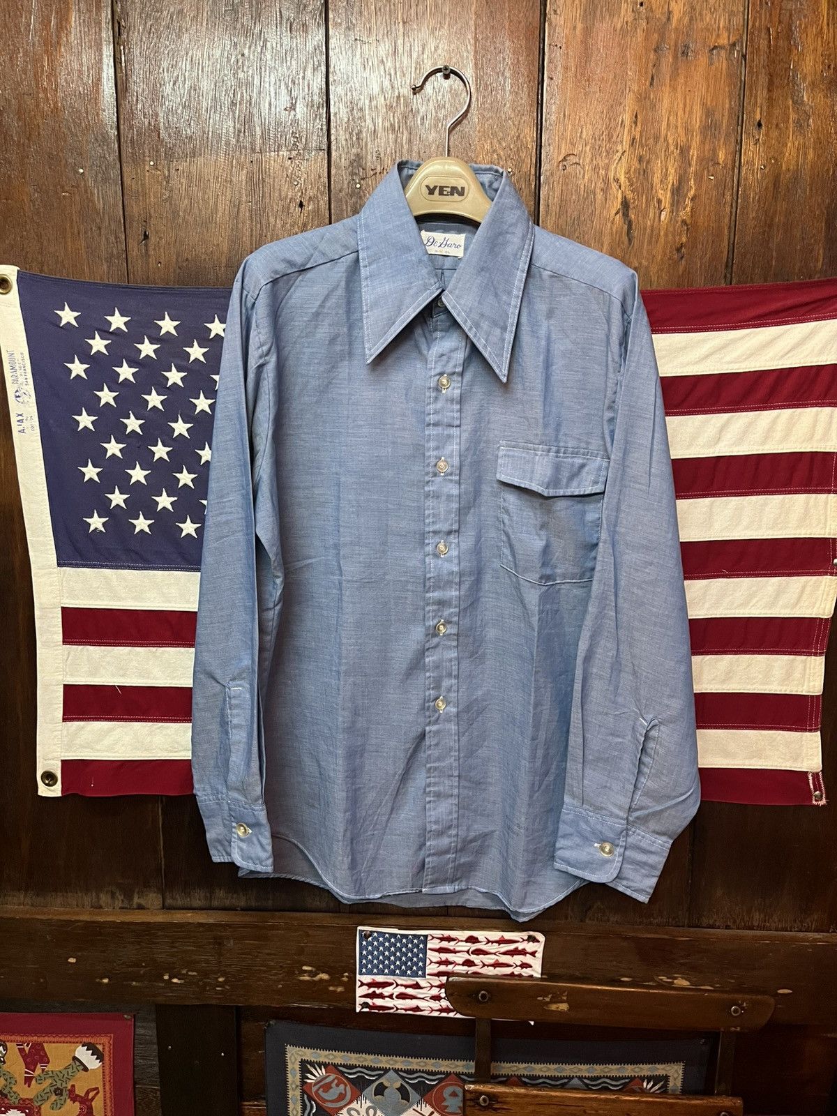 Other Vintage 70s DeHaro Chambray Work Shirt - Company Stencil Size US M / EU 48-50 / 2 - 1 Thumbnail