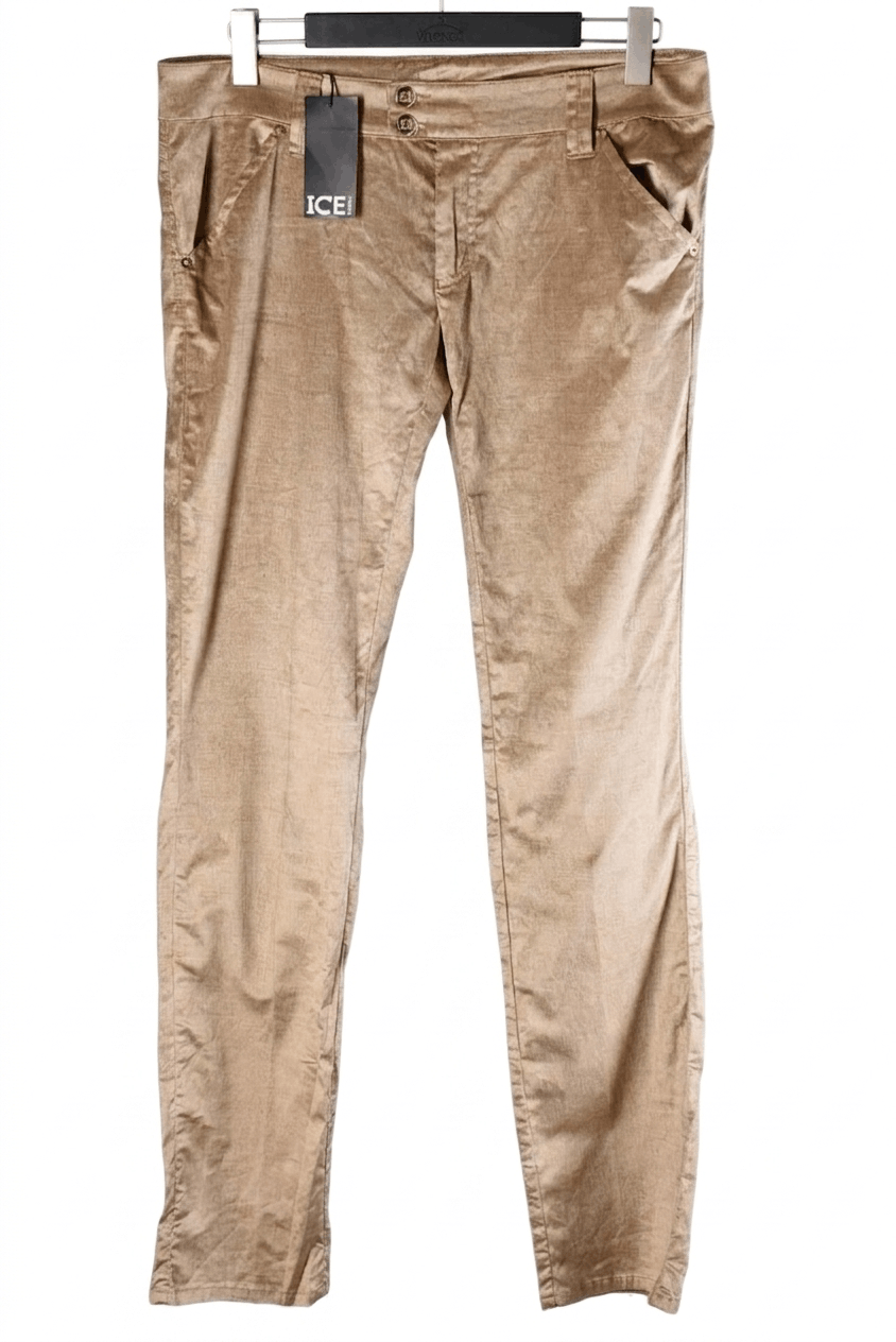 Iceberg Women's Iceberg Gold Corduroy Velvet Trousers Size L Size 36" / US 14 / IT 50 - 1 Thumbnail