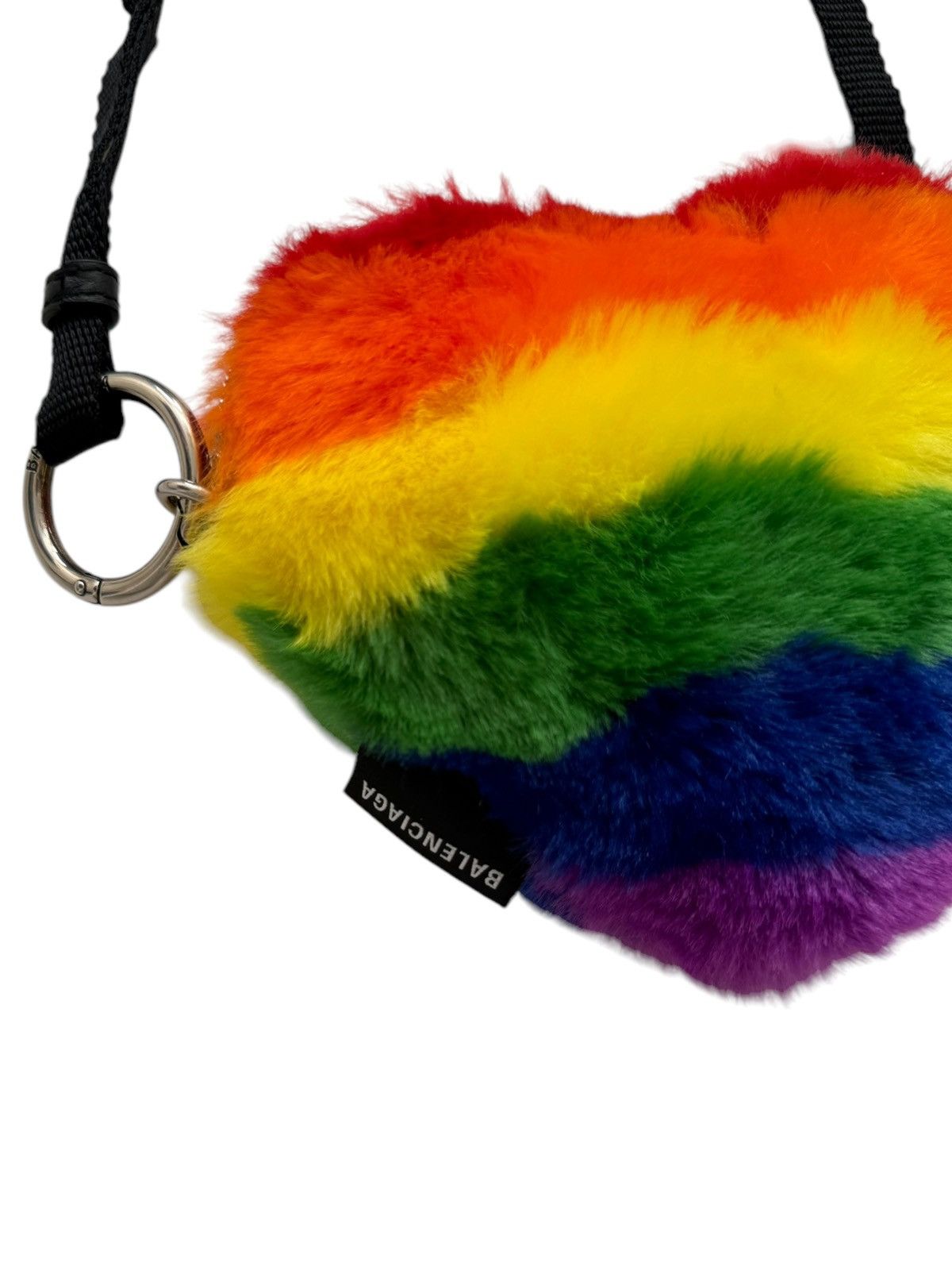 Balenciaga Faux Fur Rainbow Mini Heart Crossbody Bag Size ONE SIZE - 3 Thumbnail