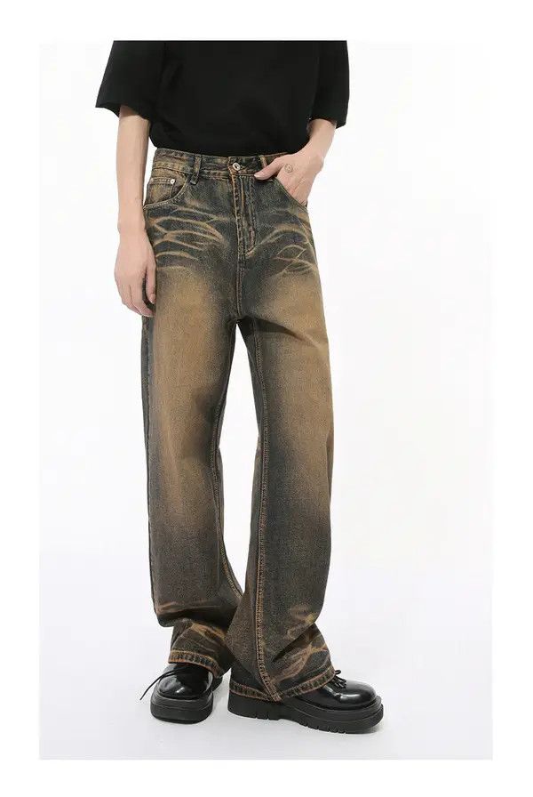 Japanese Brand Mayu Street retro scratched pattern distressed loose jeans Size US 32 / EU 48 - 6 Thumbnail