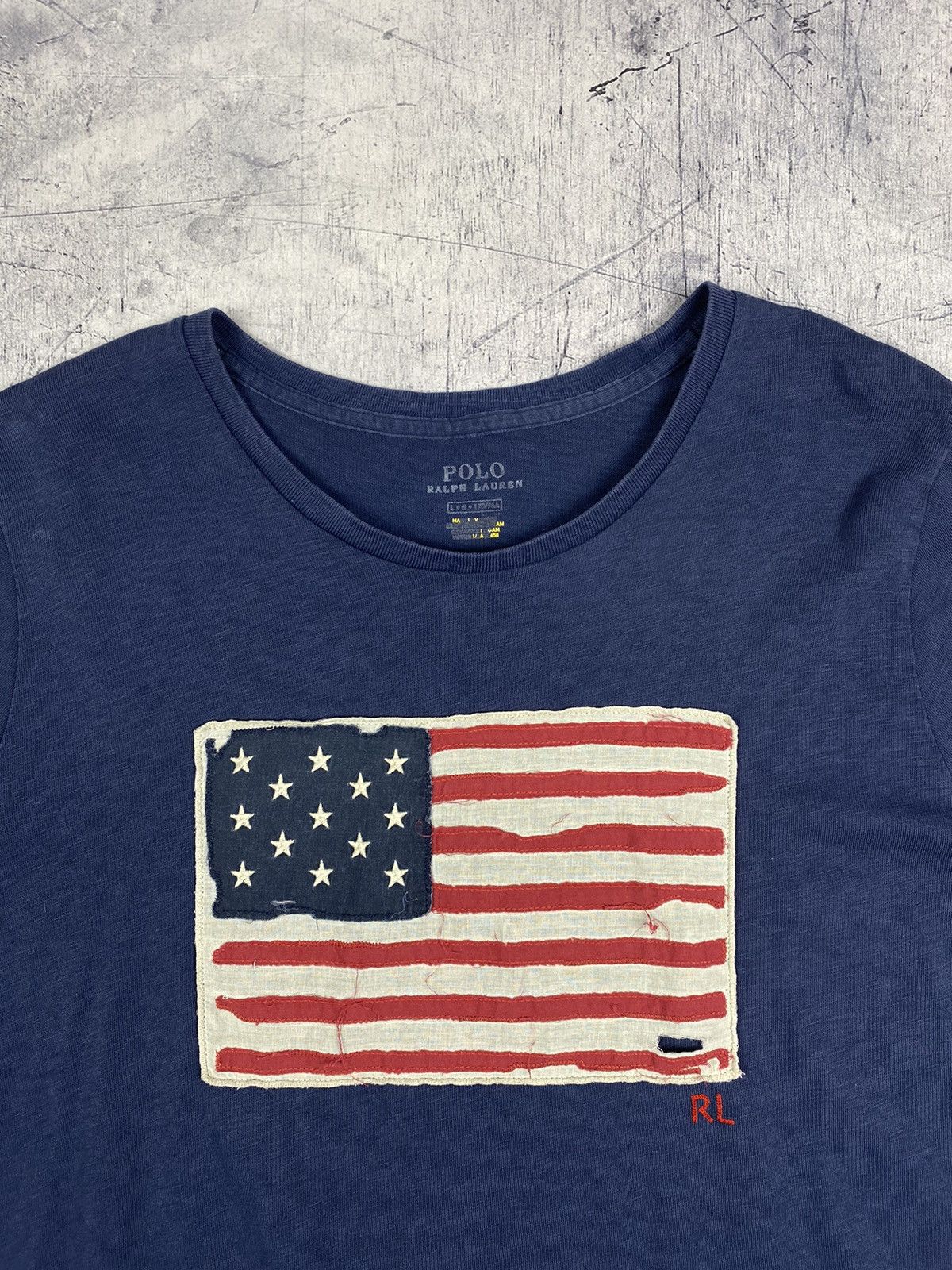 Designer × Polo Ralph Lauren × Vintage Polo Ralph Lauren American Flag Big Logo Tee Size L / US 10 / IT 46 - 5 Thumbnail