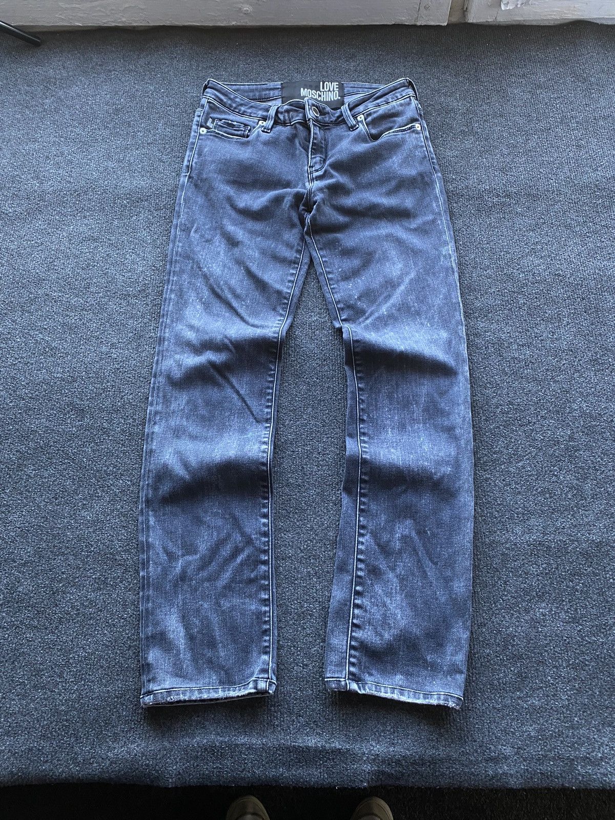 Love Moschino 🔥Love Moschino Gray Heart Logo Women Jeans 27 goth emo alt Size 27" / US 4 / IT 40 - 2 Thumbnail