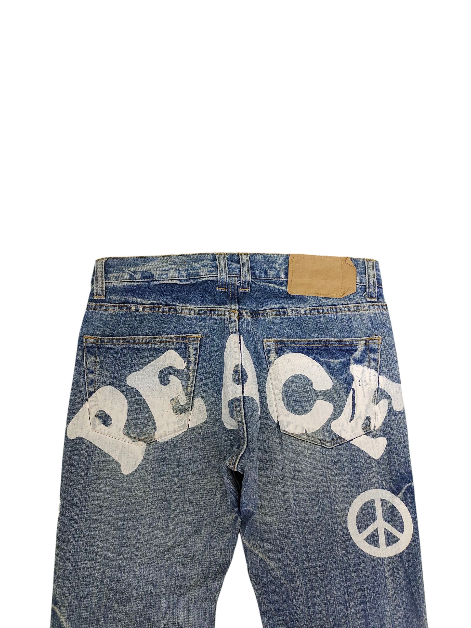Undercover Loma Point Japan Jeans - Peace Logo Distress Grunge Denim Size US 32 / EU 48 - 2 Thumbnail