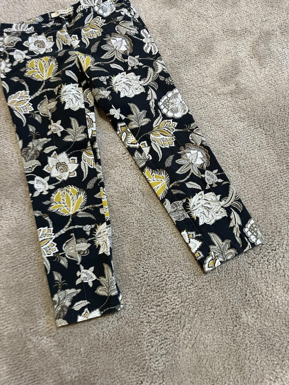 Etro Etro Black Floral Flare Leg Pants Size 44 Italian Size 42" / US 20 - 2 Thumbnail
