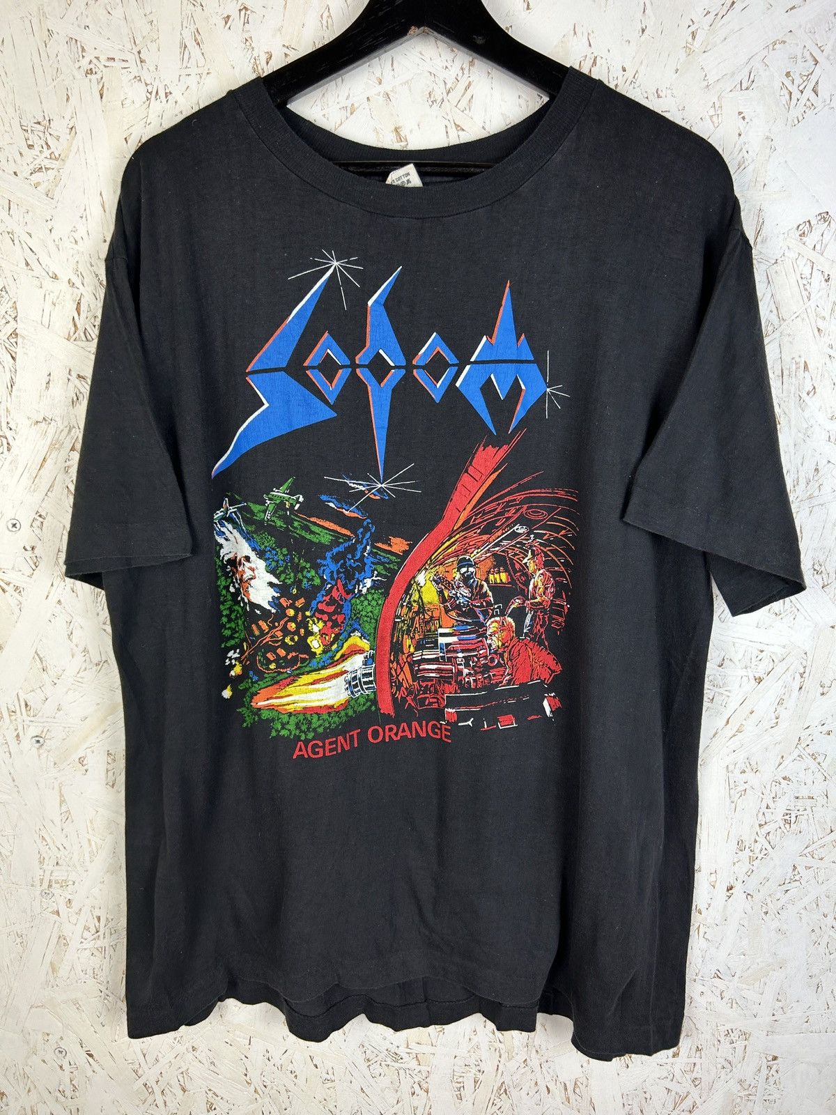 Band Tees 80s Sodom Agent Orange 1989 Thrash Metal T-Shirt Black
