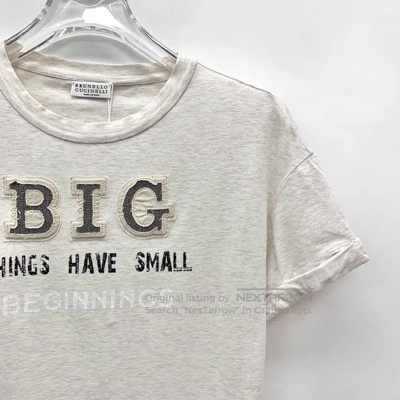 Brunello Cucinelli Brunello Cucinelli White Letter Beaded Crew Neck Short Sle Size XS / US 0-2 / IT 36-38 - 3 Thumbnail