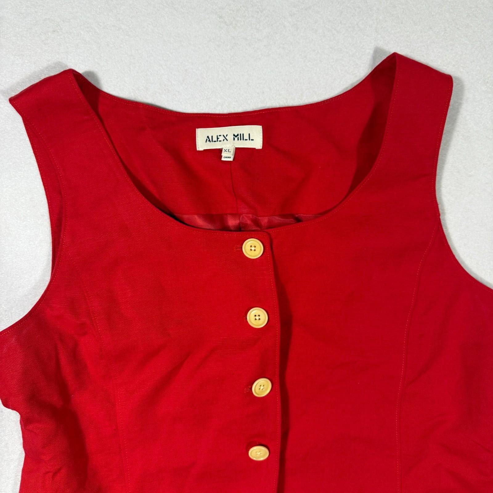 Alex Mill Alex Mill Vest Womens XL Red Scoop Neck Vest Linen Cotton Size XL / US 12-14 / IT 48-50 - 2 Thumbnail