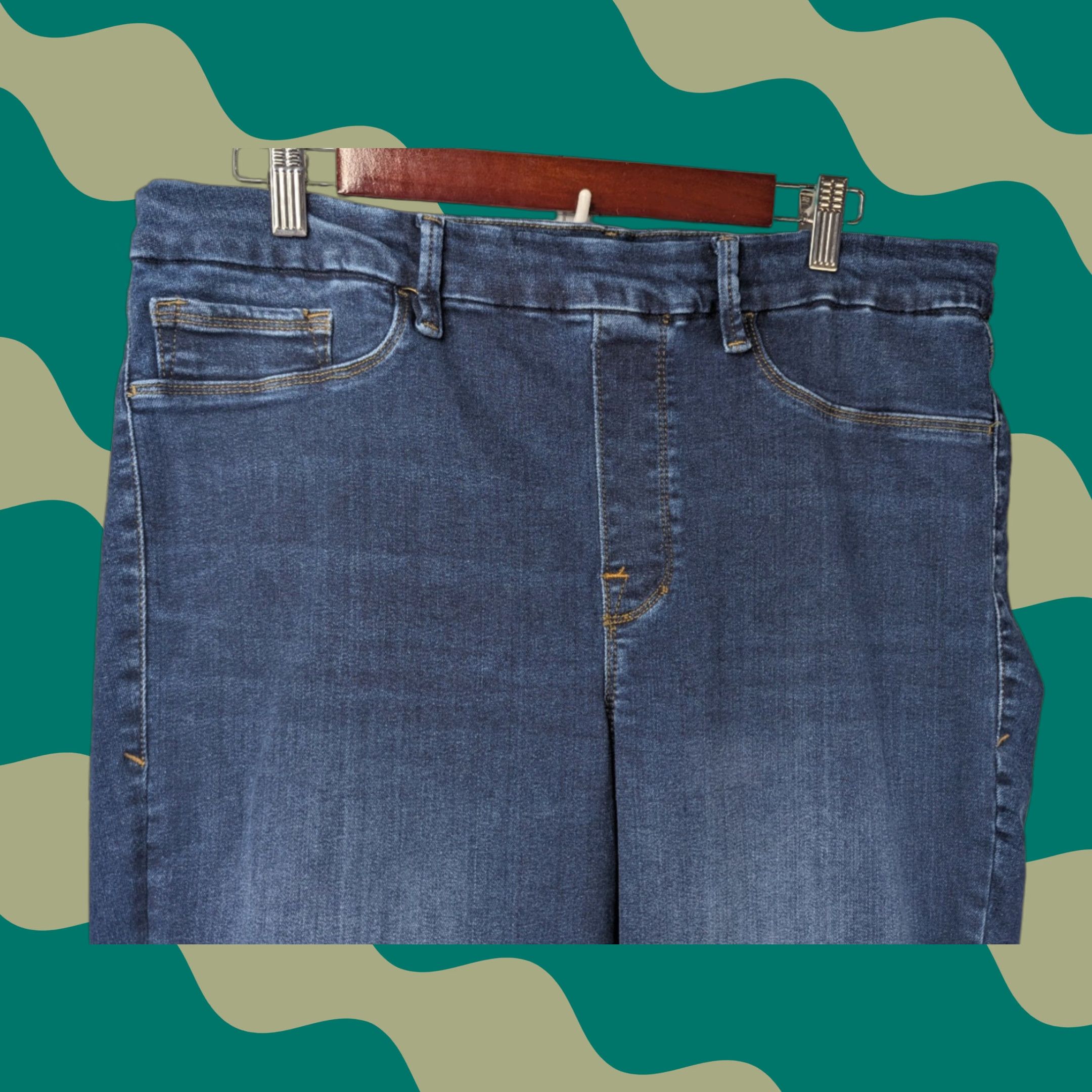 Good American Good American Jeans Flare High Rise Stretch Denim 2XL Womens Wide Leg Blue Shirt? Size 40" / US 18 - 1 Thumbnail