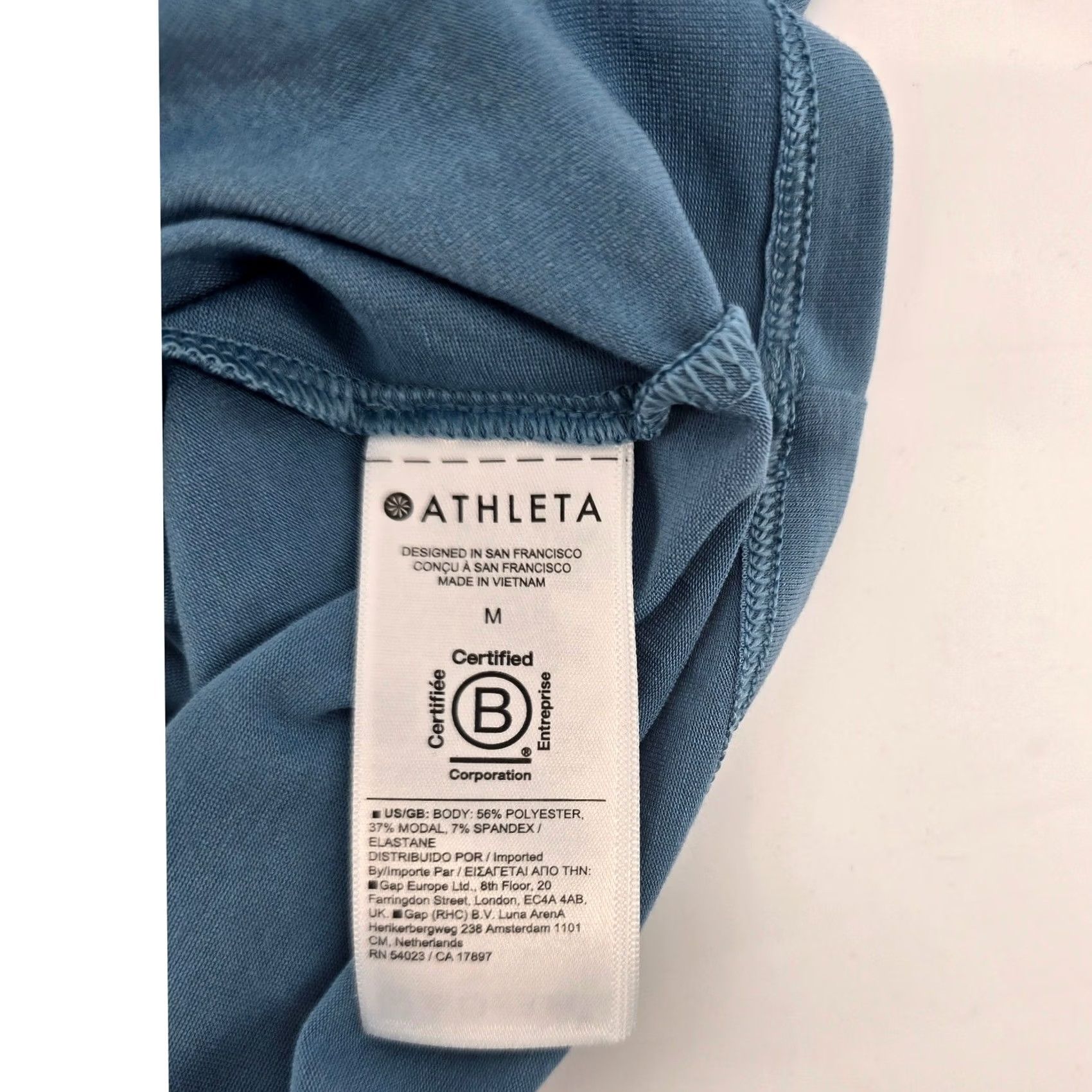 Athleta Athleta Top Womens Medium Blue Boat Neck Keyhole Back 3/4 Sleeve Relaxed Fit Size M / US 6-8 / IT 42-44 - 4 Thumbnail