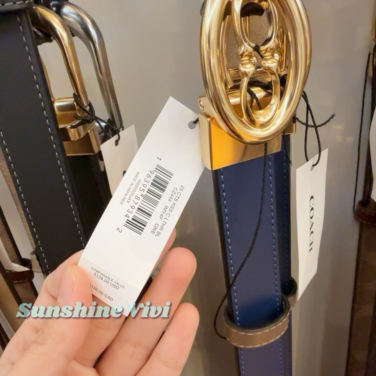 Coach NWT Coach Cut To Size Belt 25 Mm CZ444 Deep Blue Dark Stone Size ONE SIZE - 3 Thumbnail