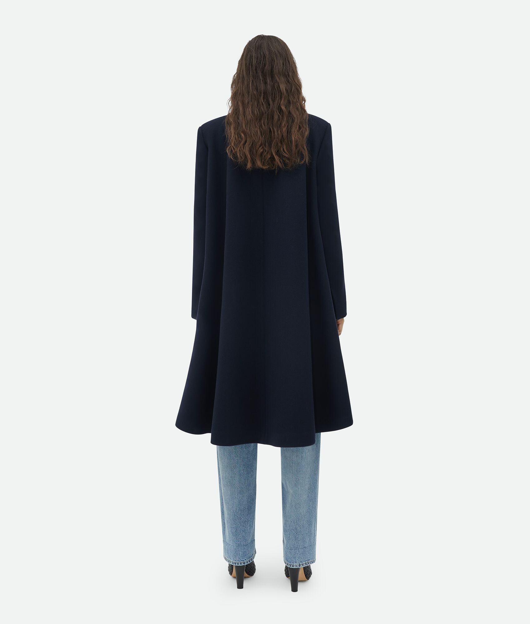 Bottega Veneta o1bcso1str0225 Wool And Cashmere Cape Coat in Navy Size XS / US 0-2 / IT 36-38 - 3 Thumbnail