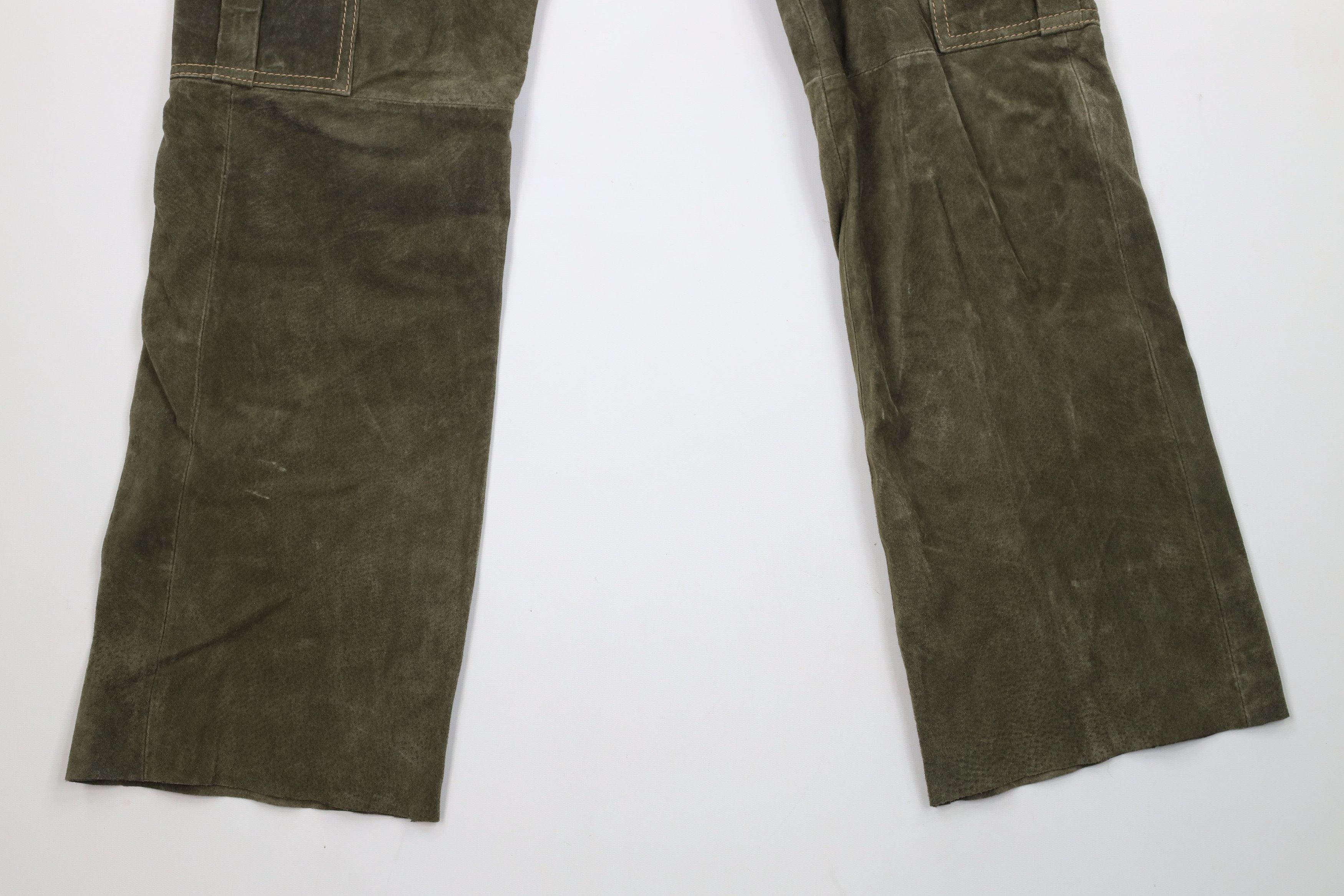 Vintage Vintage 90s Streetwear Leather Flared Wide Leg Cargo Pants Size 36" / US 14 / IT 50 - 4 Thumbnail