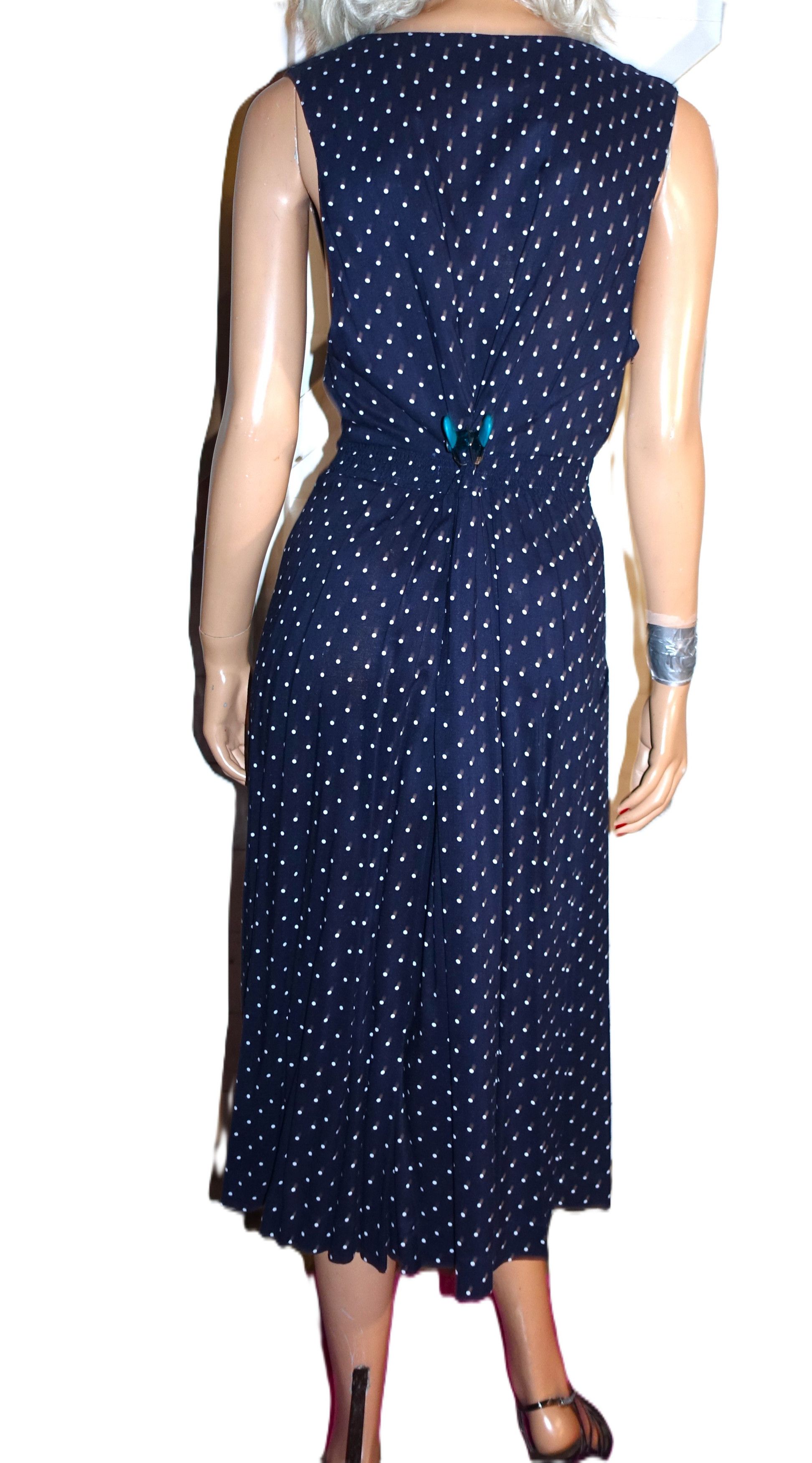 Other Styleworks Navy Blue White Polka Dot Dress 12P Size XL / US 12-14 / IT 48-50 - 5 Thumbnail