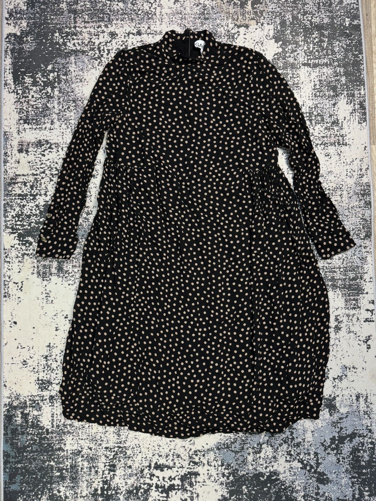 Ganni Ganni Dress Black Yellow Size: XL Silk Size XL / US 12-14 / IT 48-50 - 1 Thumbnail