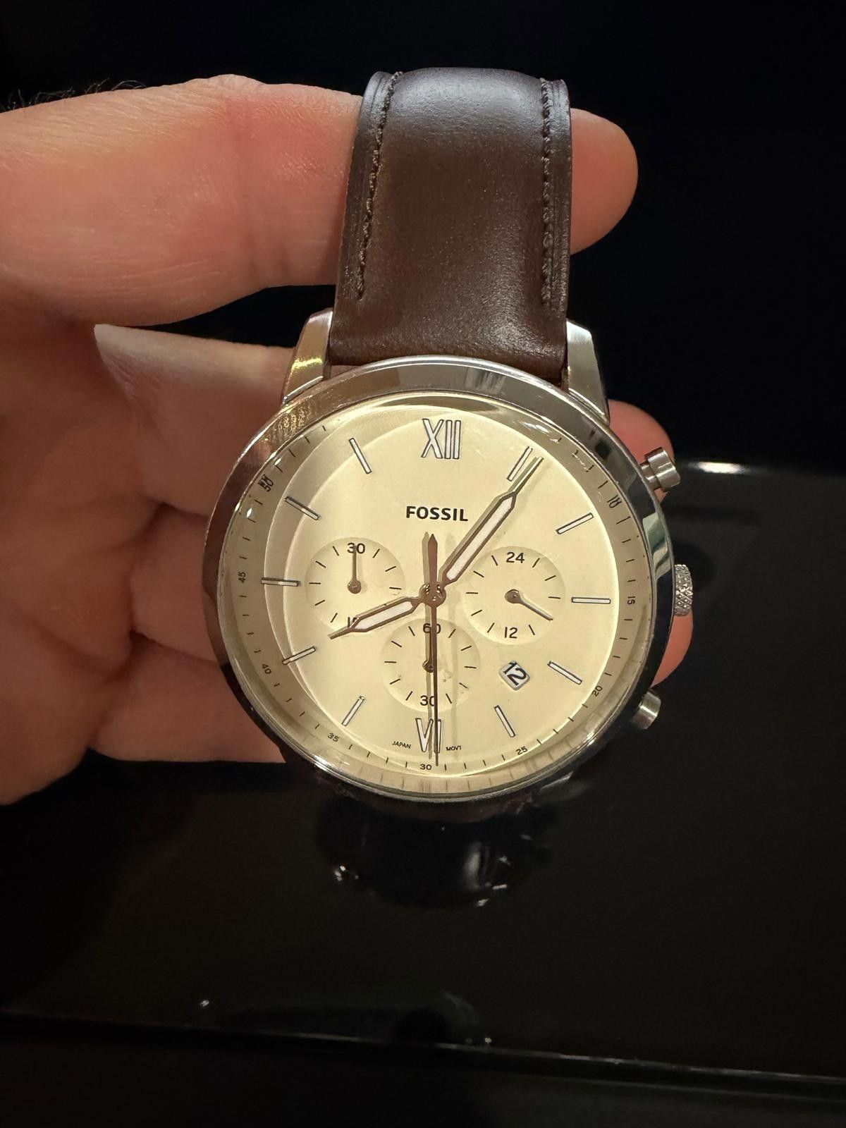 Fossil Men's Fossil Watch, White Dial, Brown Leather Band Size ONE SIZE - 3 Thumbnail