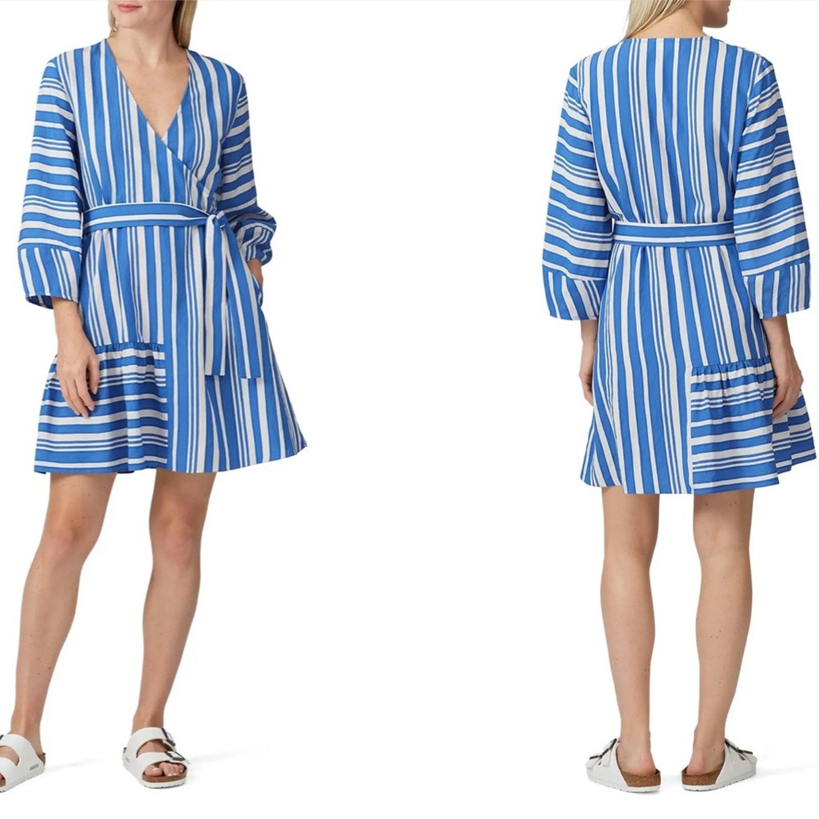 CHINTI & PARKER Chinti & Parker Parasol Striped 3/4 Sleeve Faux Wrap Dress Size S / US 4 / IT 40 - 1 Thumbnail